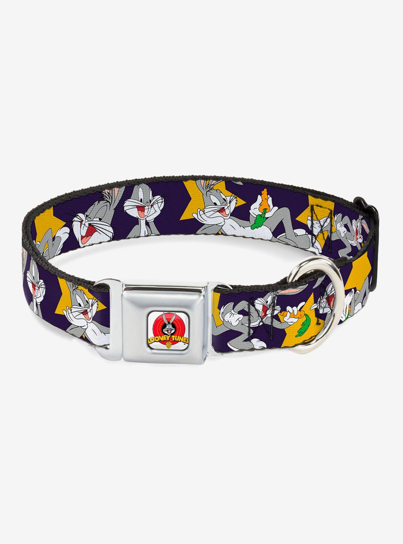 Looney Tunes Bugs Bunny Poses Stars Seatbelt Buckle Dog Collar, , hi-res