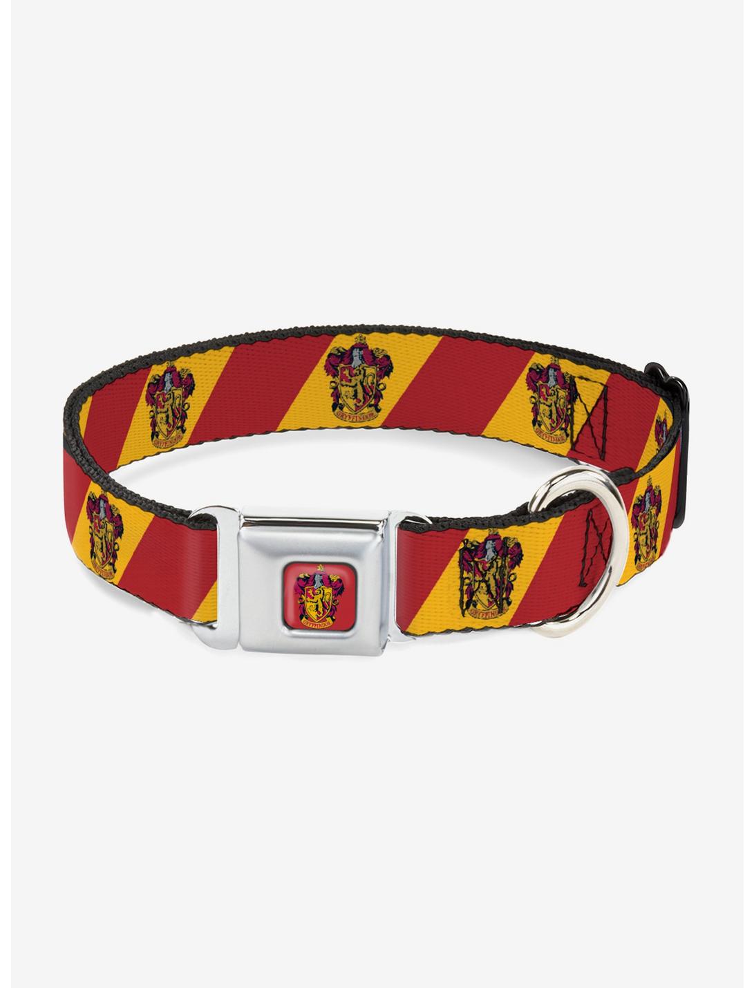 Harry Potter Gryffindor Crest Diagonal Seatbelt Buckle Dog Collar, GOLD, hi-res