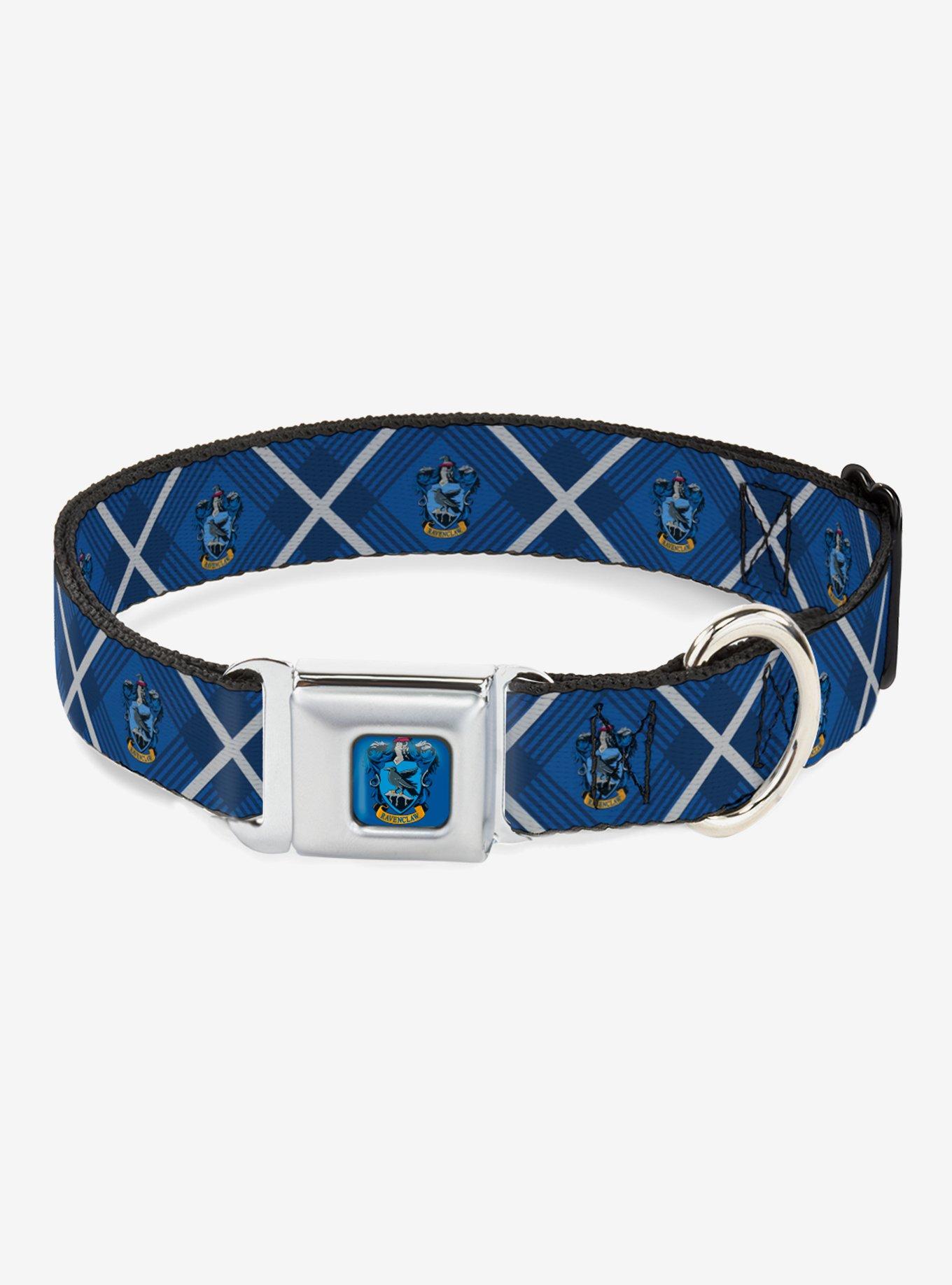 Harry Potter Ravenclaw Crest Plaid Seatbelt Buckle Dog Collar, BLUE, hi-res