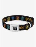 Harry Potter Hufflepuff Ravenclaw Gryffindor Slytherin Seatbelt Buckle Dog Collar, BLACK, hi-res