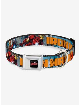 Marvel Iron Man Avengers Cityscape Seatbelt Buckle Dog Collar, , hi-res
