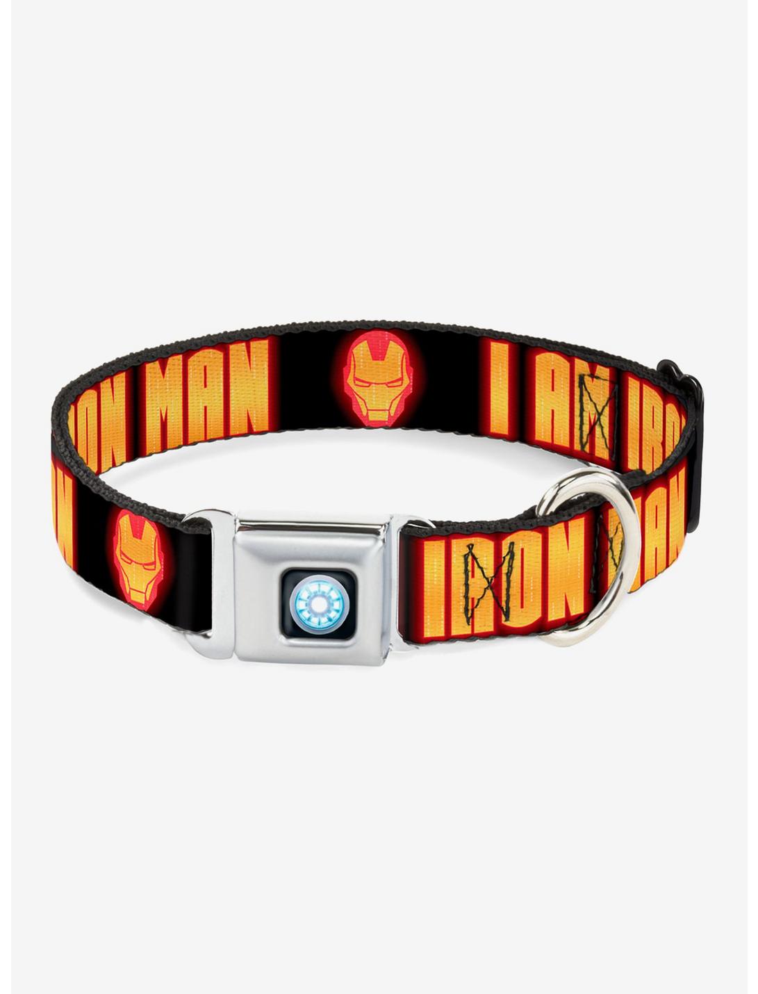 Marvel Iron Man I Am Iron Man Seatbelt Buckle Dog Collar, BLACK, hi-res