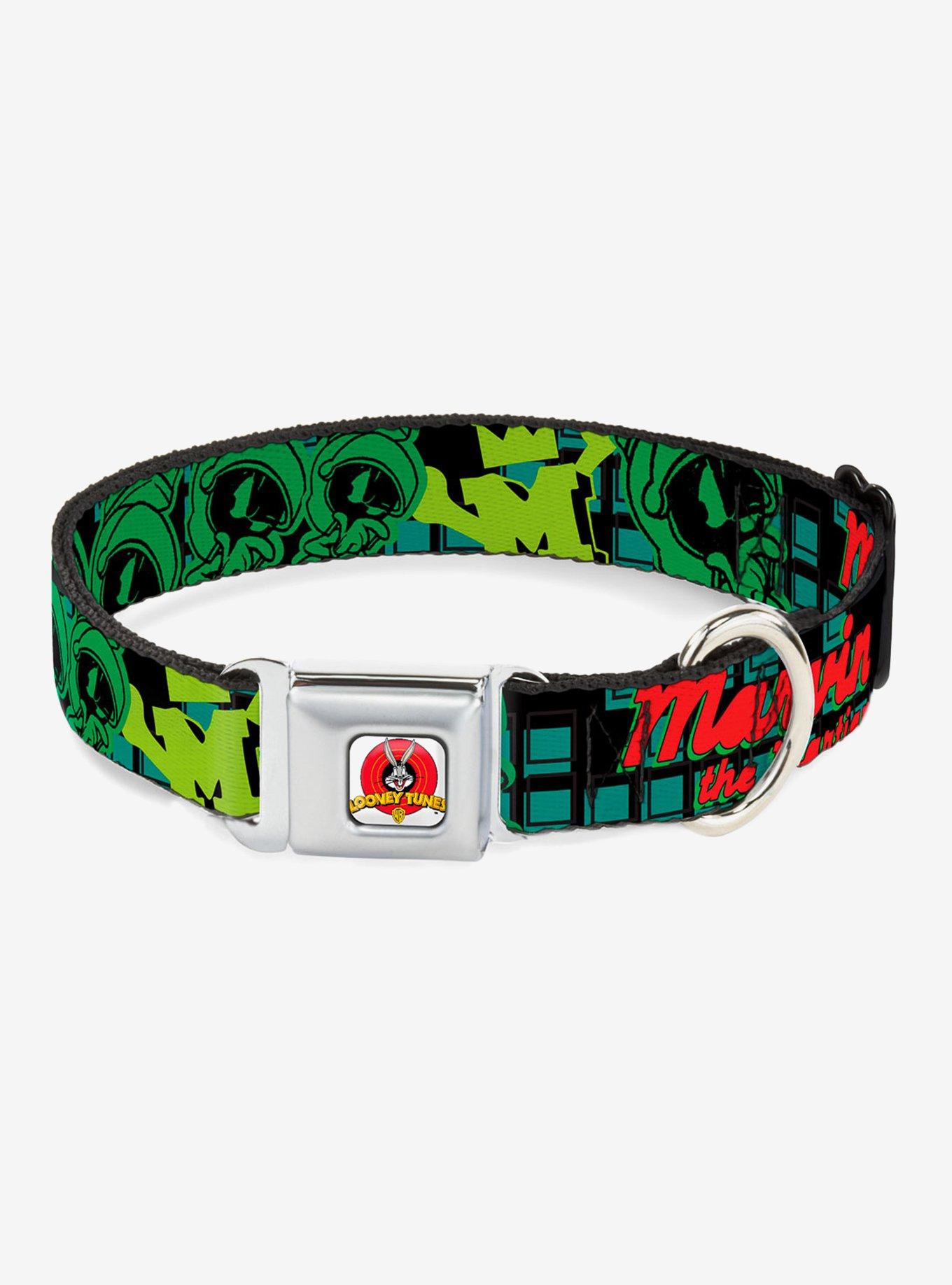 Looney Tunes Marvin The Martian Poses Seatbelt Buckle Dog Collar, BLACK, hi-res
