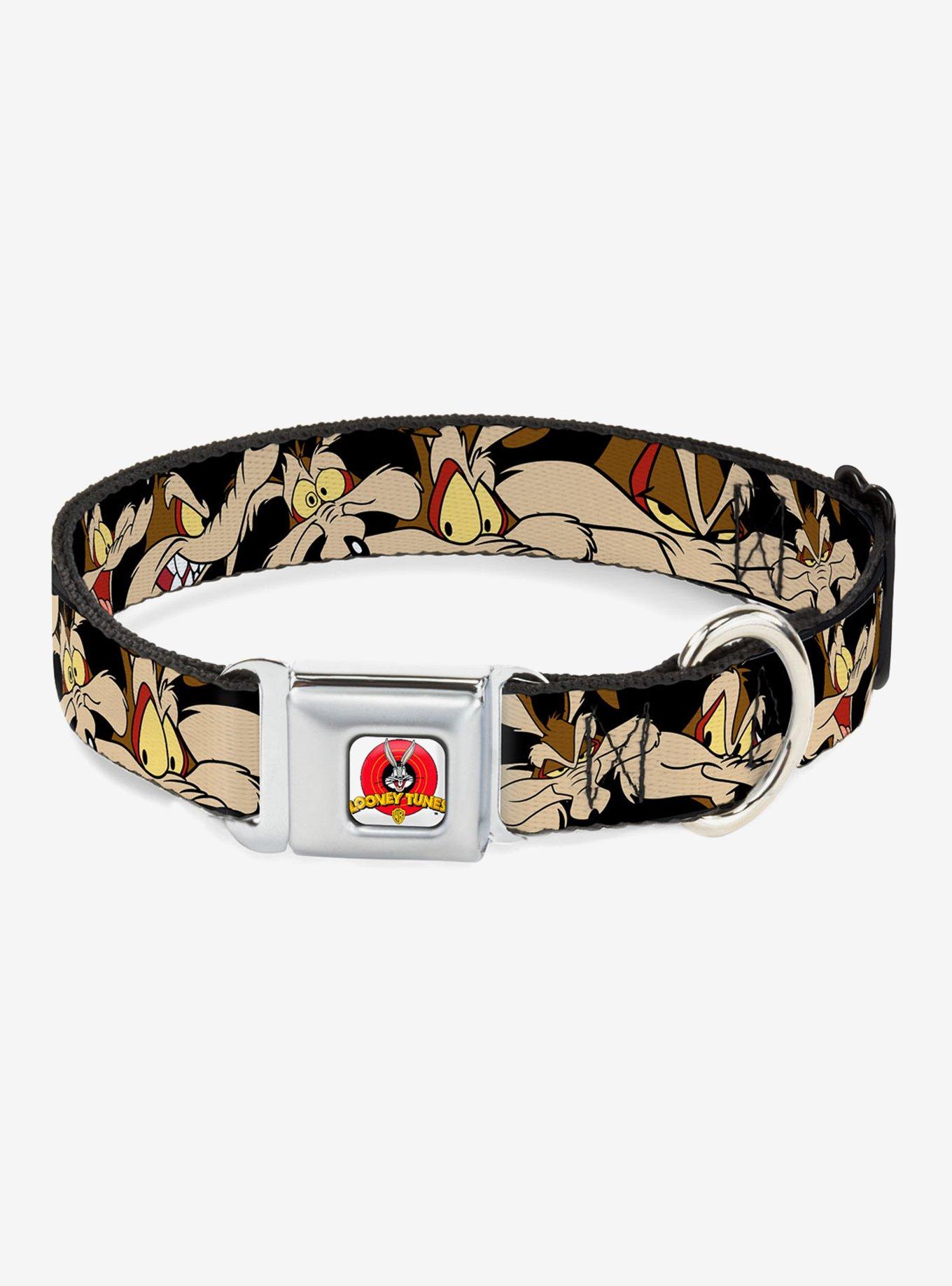 Looney Tunes Wile E Coyote Black Seatbelt Buckle Dog Collar, , hi-res