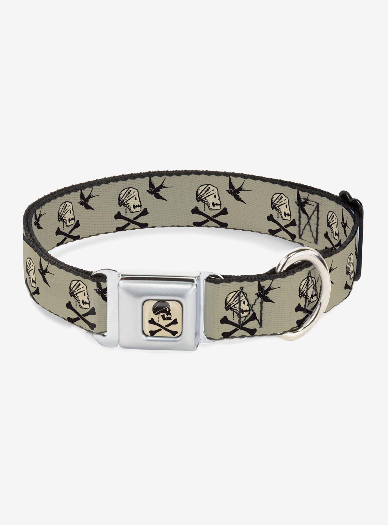 Disney Pirates Of The Caribbean Jack Sparrows Flag Seatbelt Buckle Dog Collar, GREY, hi-res