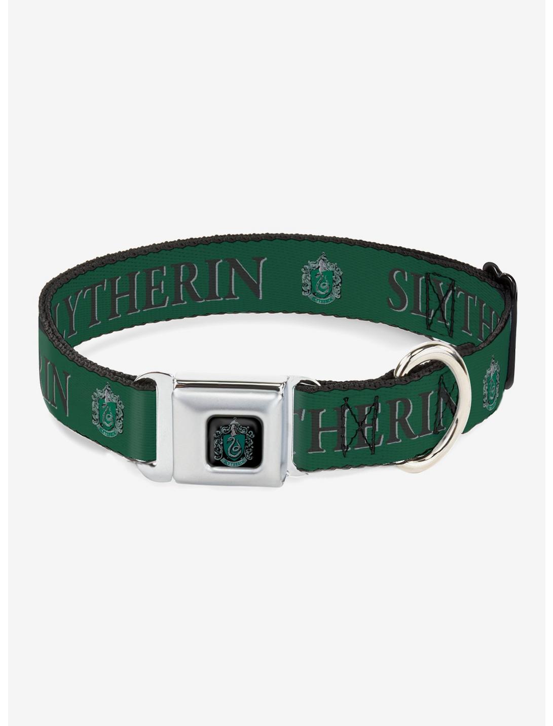 Harry Potter Slytherin Crest Green Black Seatbelt Buckle Dog Collar, GREEN, hi-res