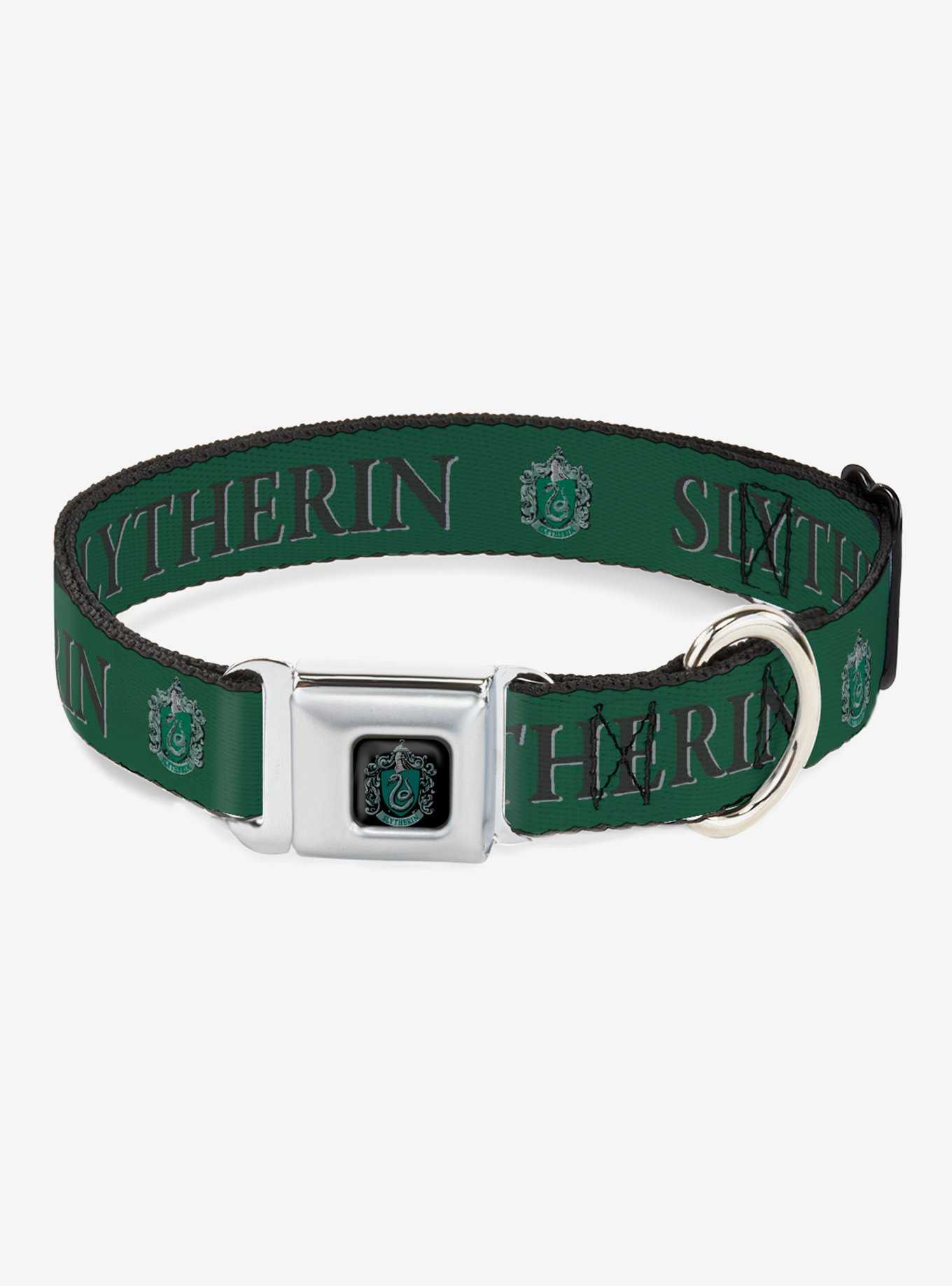 Harry Potter Slytherin Crest Green Black Seatbelt Buckle Dog Collar, , hi-res