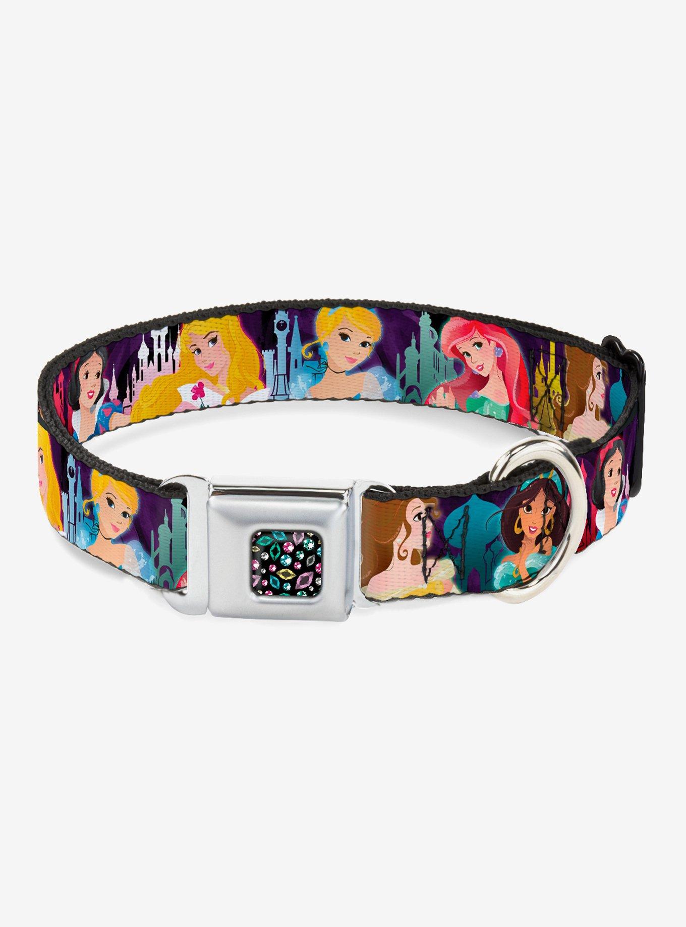 Disney Princess Poses Castle Silhouettes Purples Seatbelt Buckle Dog Collar, PURPLE, hi-res