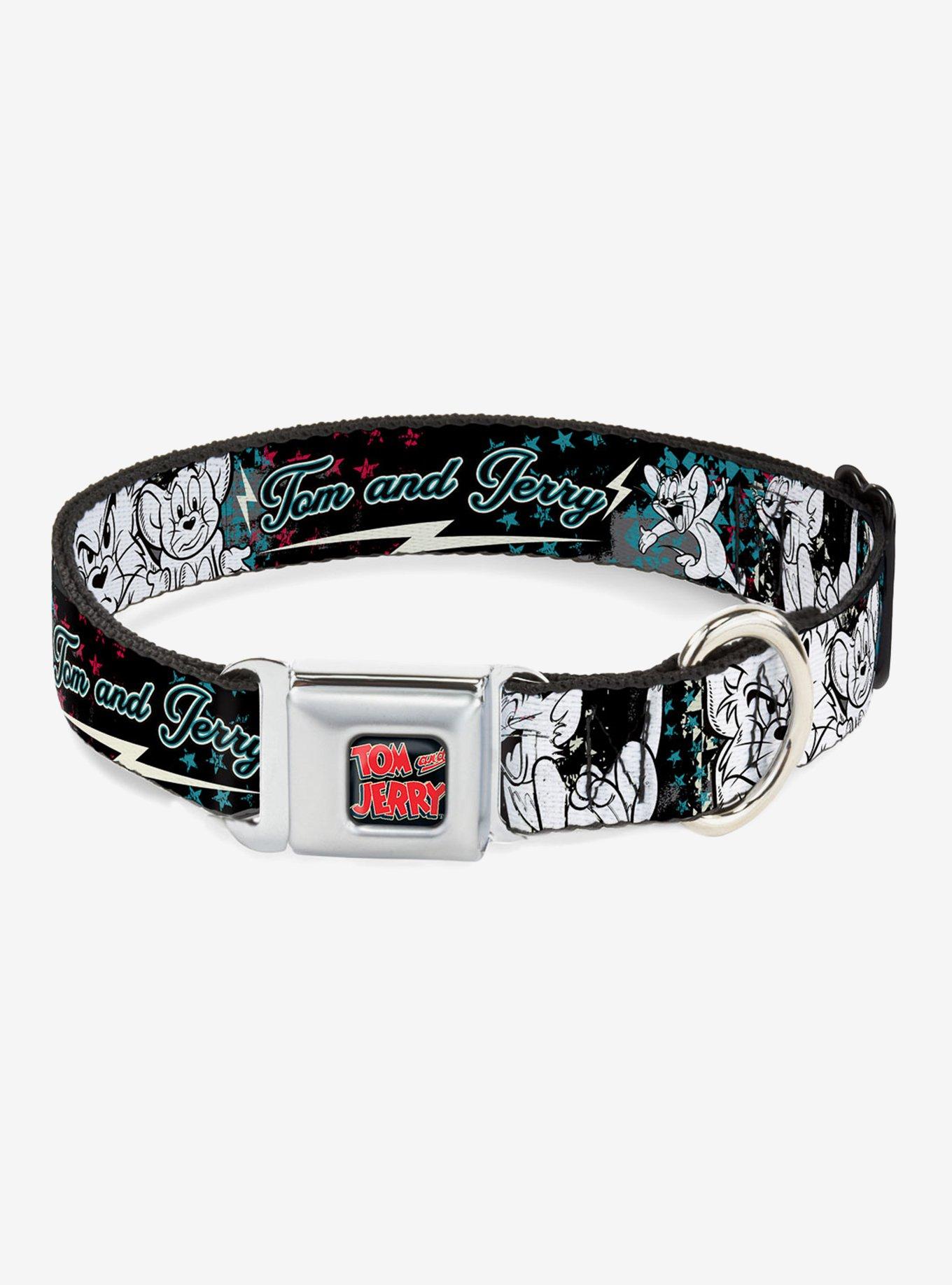 Tom And Jerry Face Pose Seatbelt Buckle Dog Collar, BLACK, hi-res