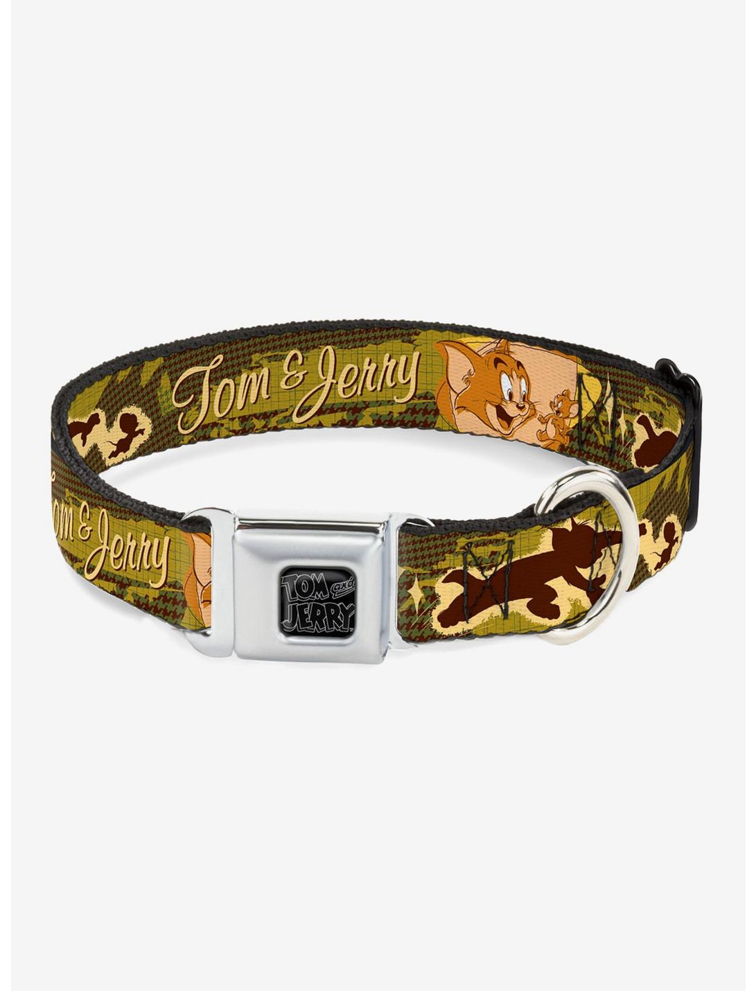 Tom And Jerry Houndstooth Seatbelt Buckle Dog Collar, BROWN, hi-res
