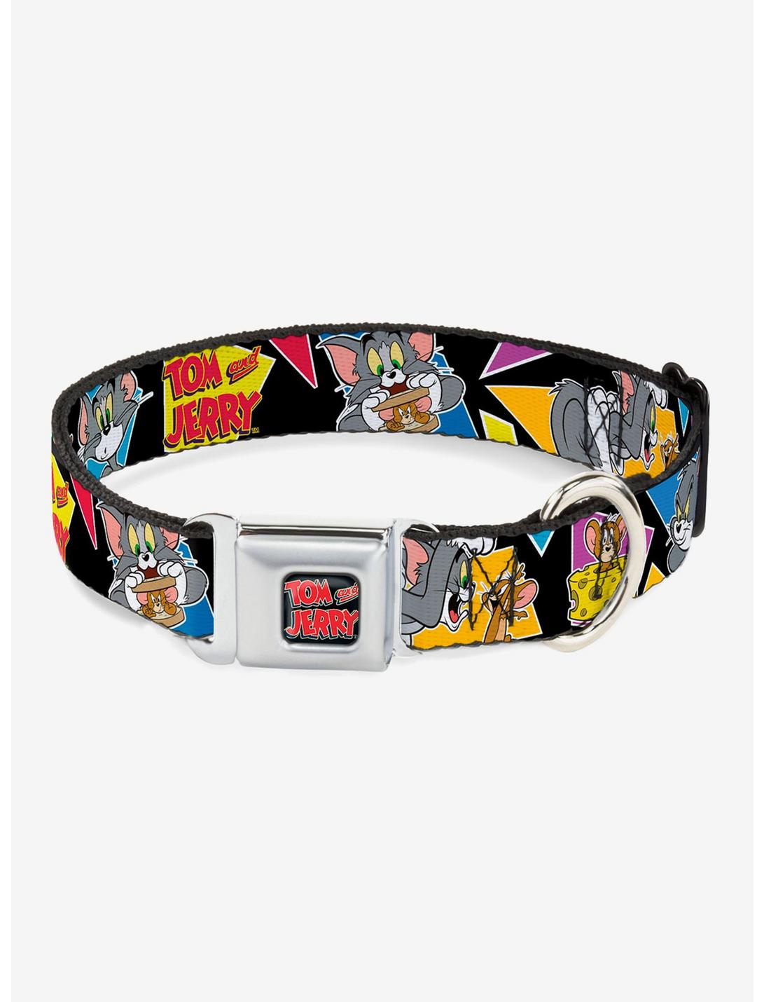 Tom And Jerry Multi Color Seatbelt Buckle Dog Collar, BLACK, hi-res