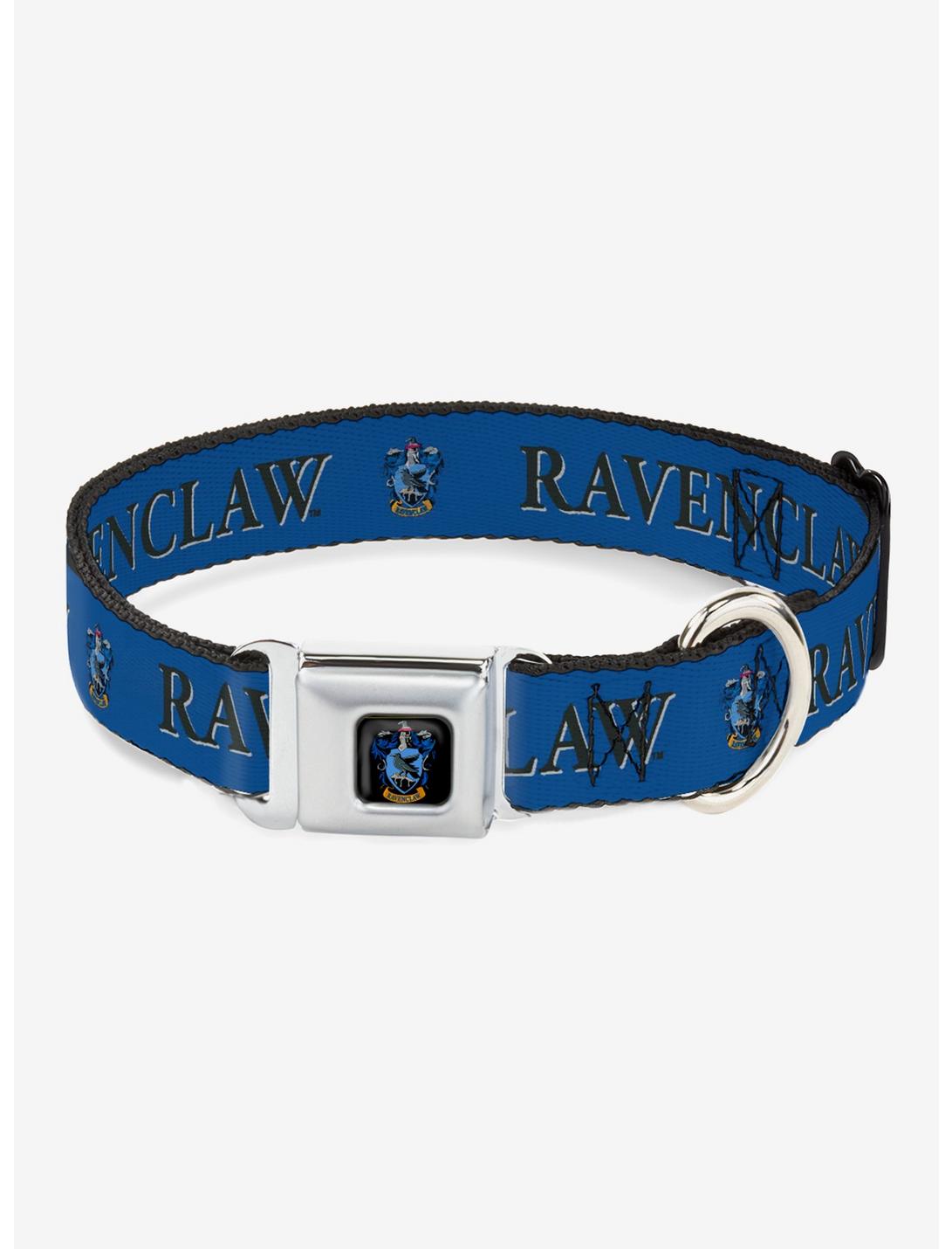 Harry Potter Ravenclaw Crest Blue Black Seatbelt Buckle Dog Collar, BLUE, hi-res