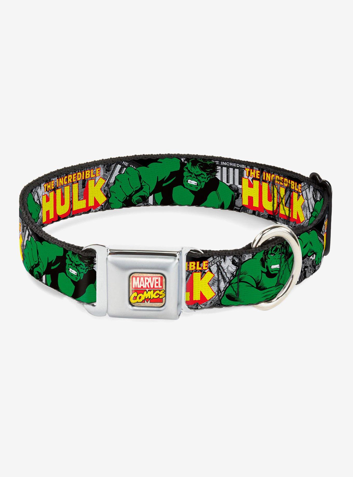 Marvel The Incredible Hulk Action Seatbelt Buckle Dog Collar, MULTICOLOR, hi-res