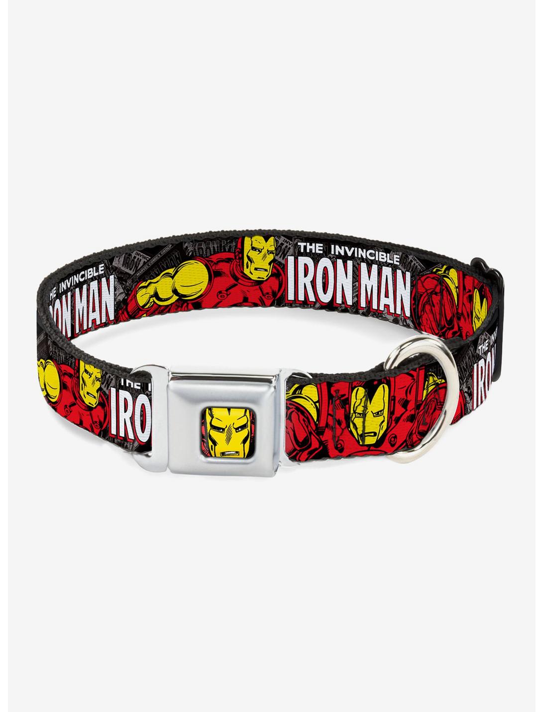 Marvel Iron Man Stacked Comic Seatbelt Buckle Dog Collar, MULTICOLOR, hi-res