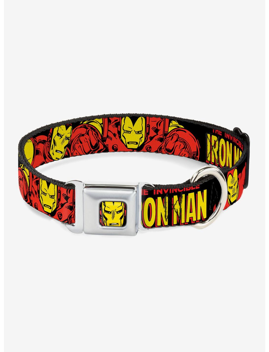 Marvel Iron Man The Invincible Seatbelt Buckle Dog Collar, BLACK, hi-res