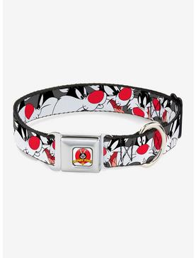 Plus Size Looney Tunes Sylvester The Cat Gray Seatbelt Buckle Dog Collar, , hi-res