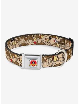 Plus Size Looney Tunes Wile E Coyote Stacked Seatbelt Buckle Dog Collar, , hi-res