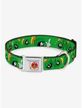 Looney Tunes Marvin The Martian Expressions Green Seatbelt Buckle Dog Collar, GREEN, hi-res
