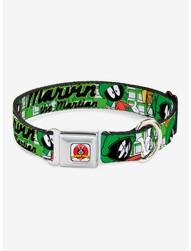 Looney Tunes Marvin The Martian White Green Seatbelt Buckle Dog Collar, , hi-res