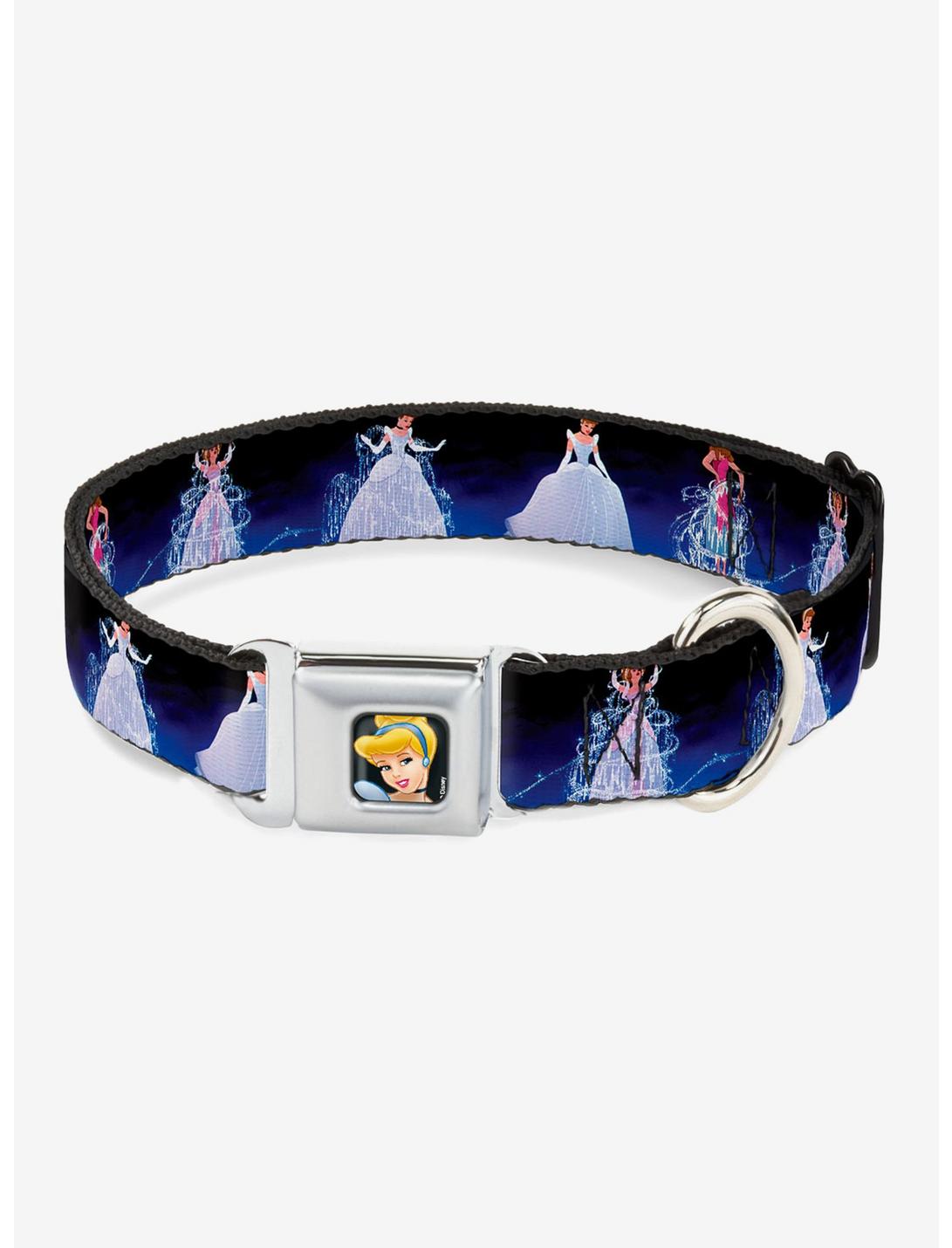 Disney Princess Cinderella Transformation Seatbelt Buckle Dog Collar, BLUE, hi-res