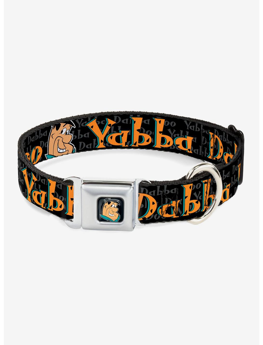 The Flintstones Fred Yabba Dabba Doo Seatbelt Buckle Dog Collar, BLACK, hi-res