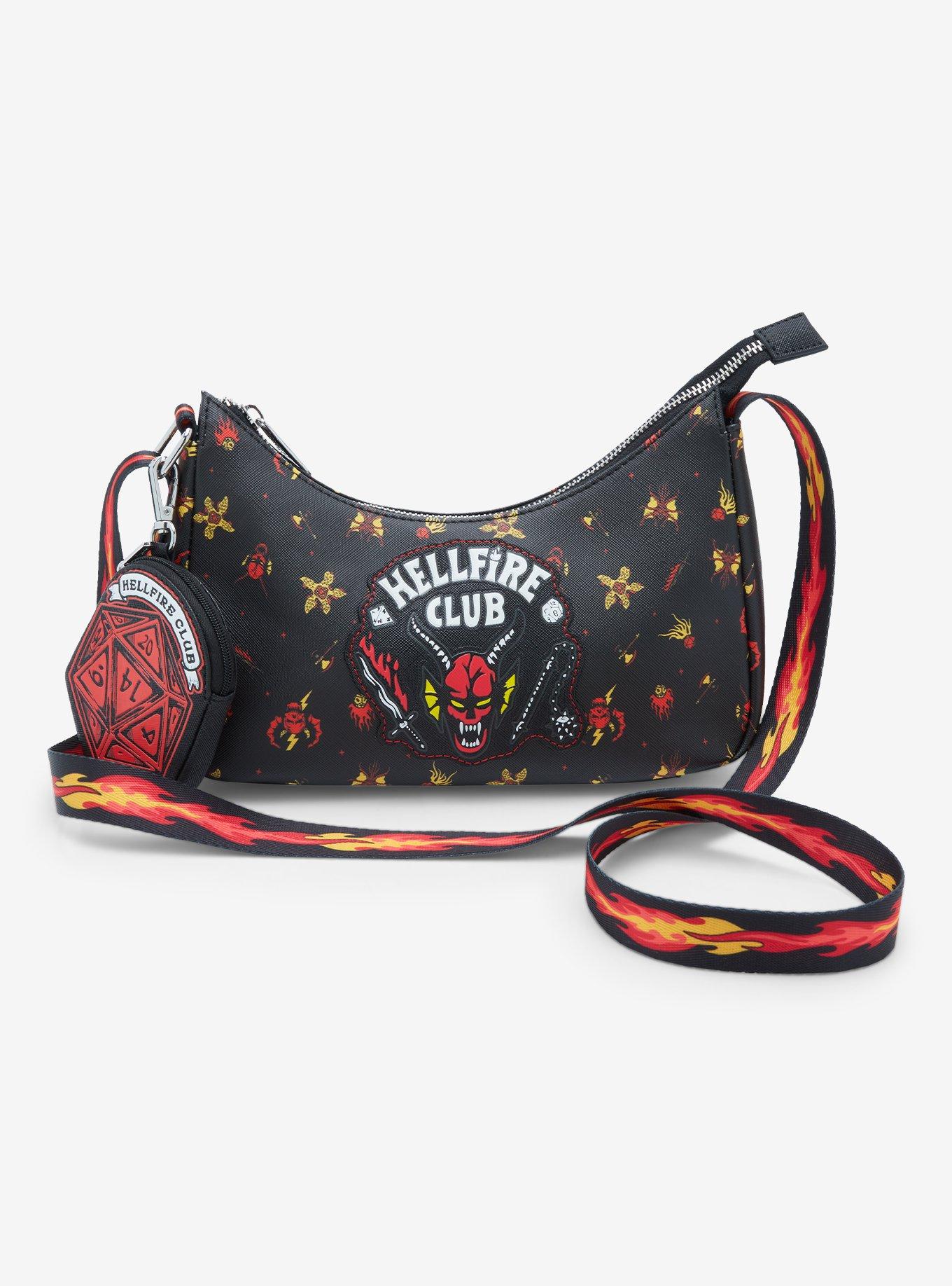 Loungefly Stranger Things Hellfire Club Icons Allover Print Crossbody Bag, , hi-res