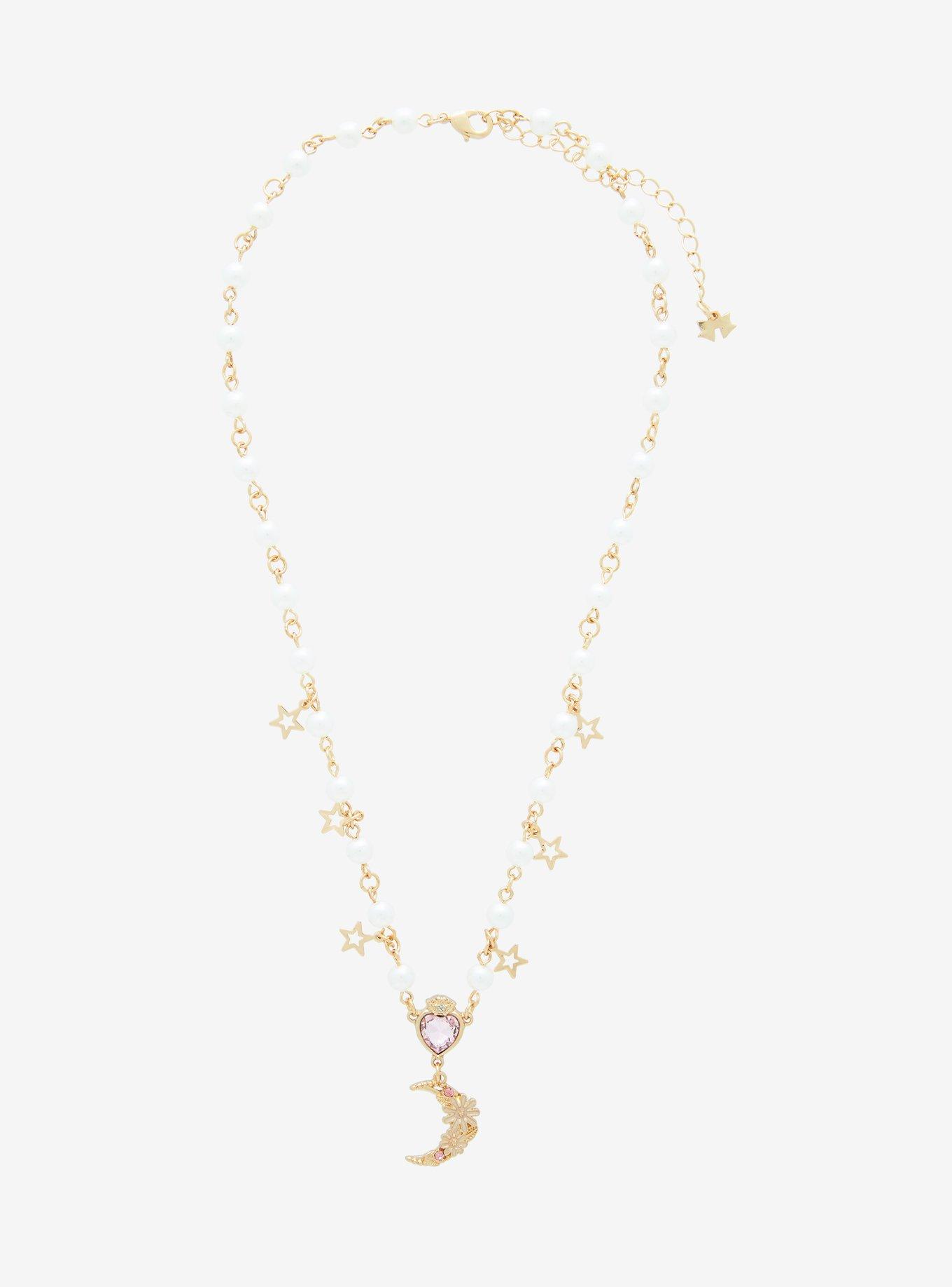 Sailor Moon Floral Crescent Moon Necklace, , hi-res