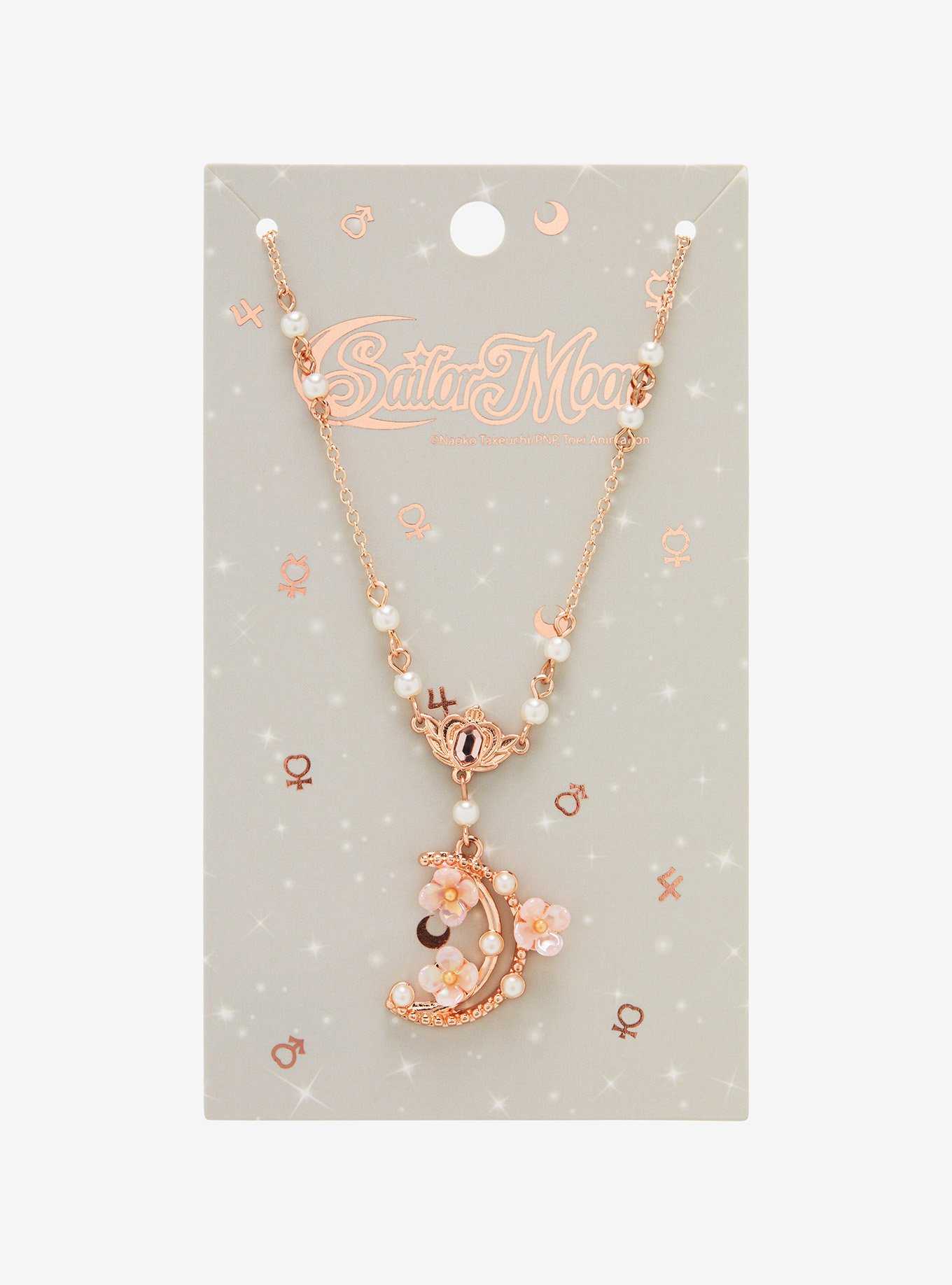 Sailor Moon Floral Moon Pendant Necklace - BoxLunch Exclusive, , hi-res