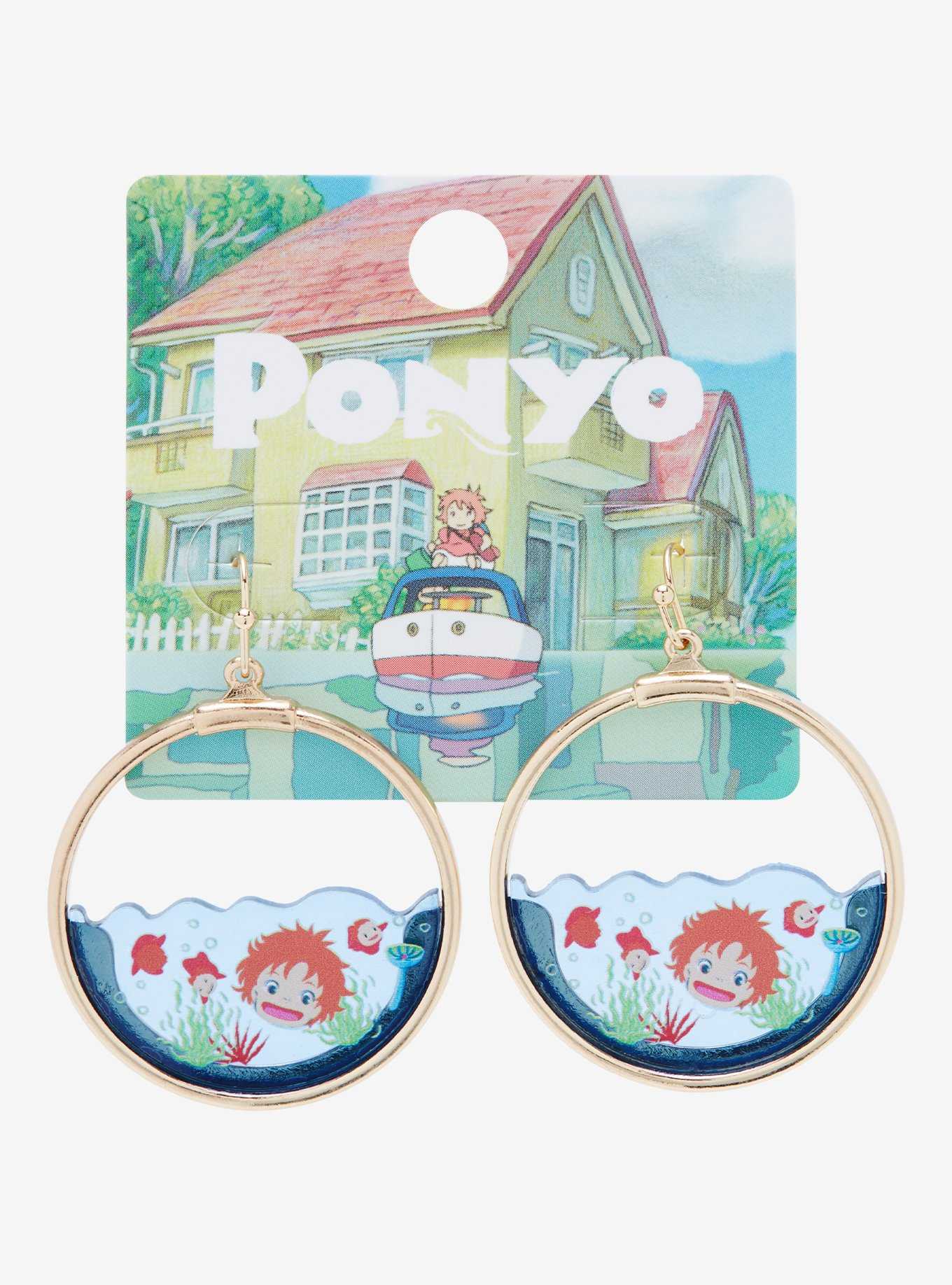 Studio Ghibli Ponyo Swimming Scene Hoop Earrings - BoxLunch Exclusive, , hi-res