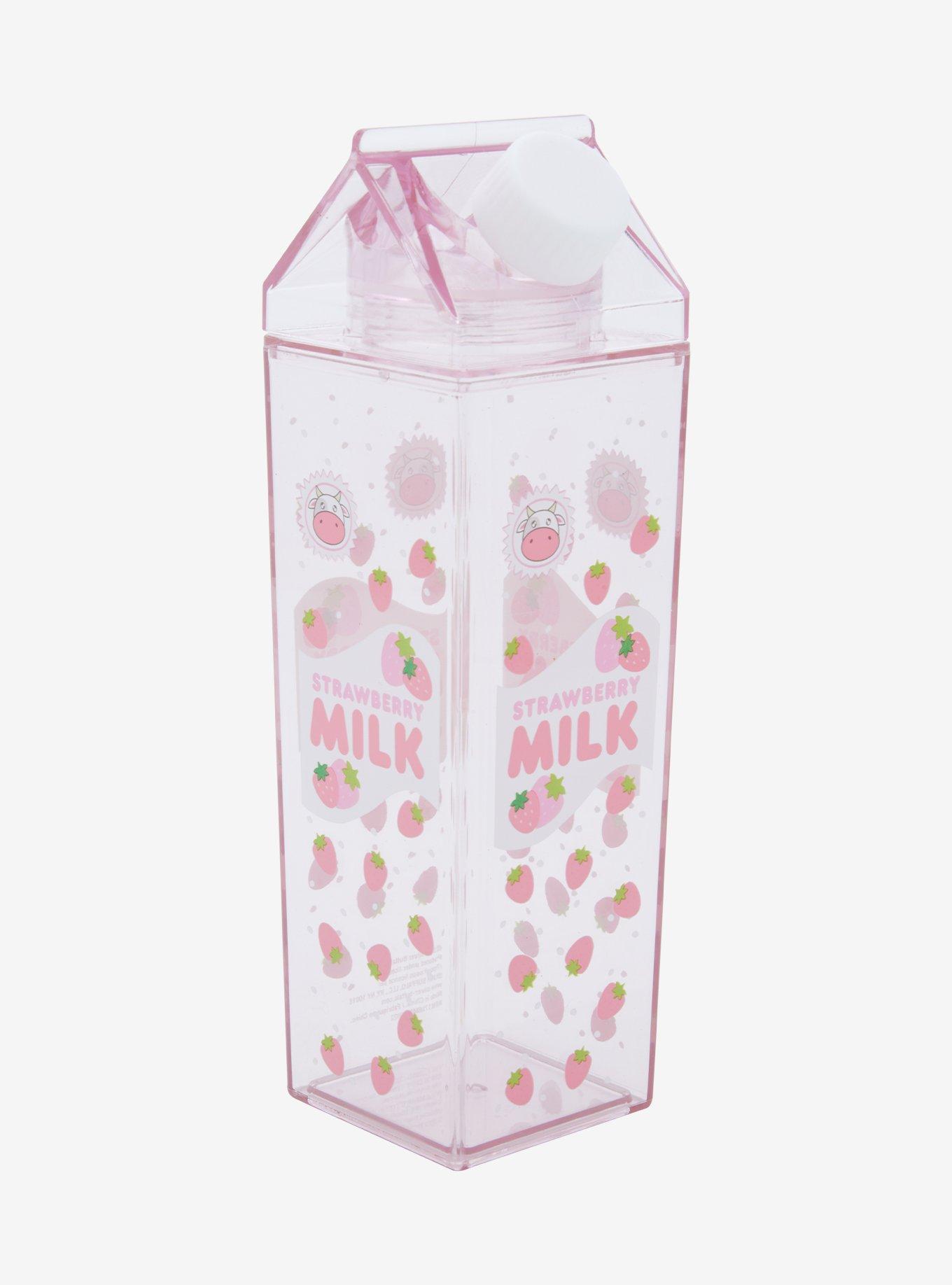 Strawberry Cow Milk Carton Water Bottle, , hi-res