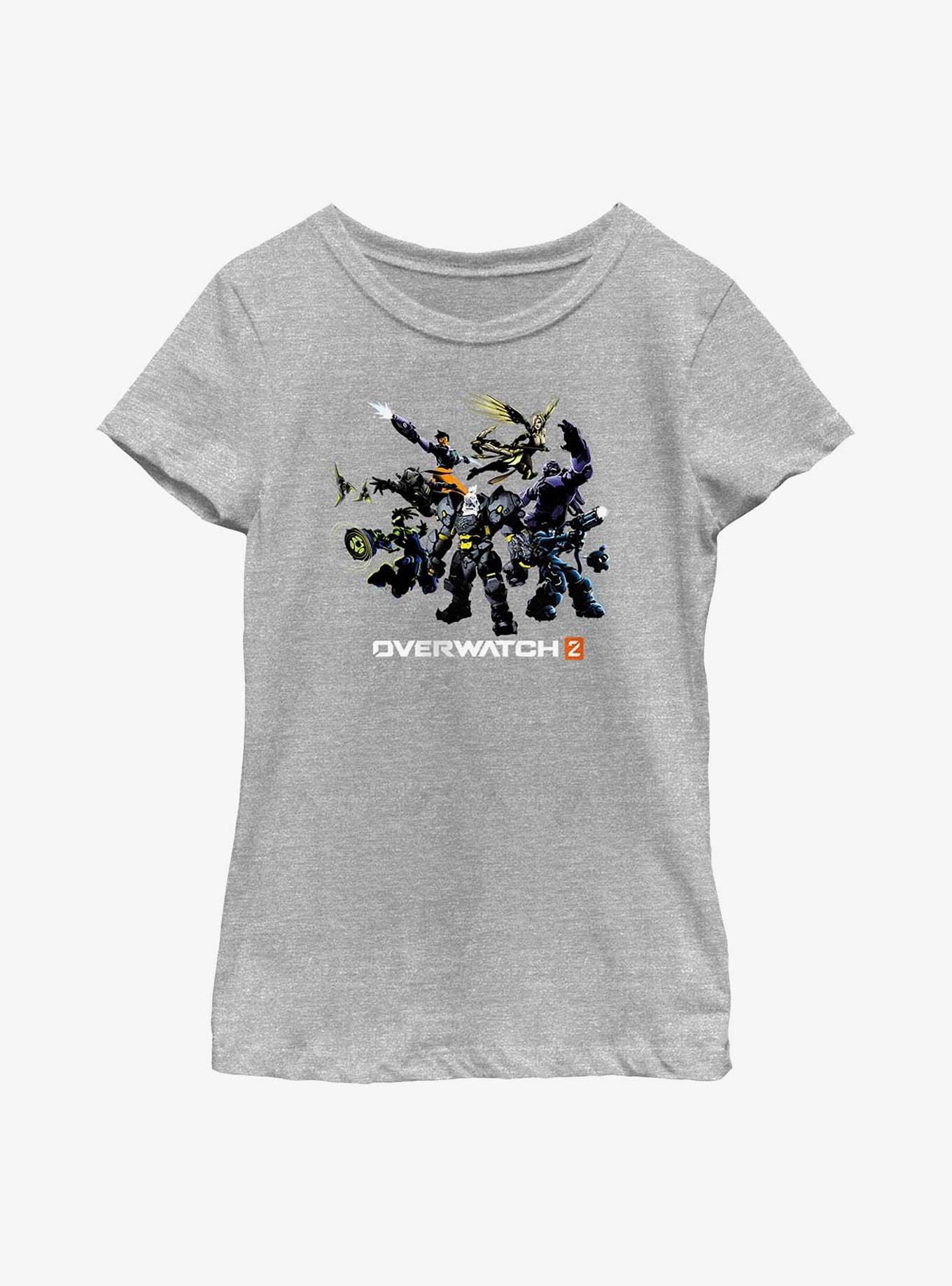 Overwatch 2 Group Action Shot Youth Girls T-Shirt, ATH HTR, hi-res