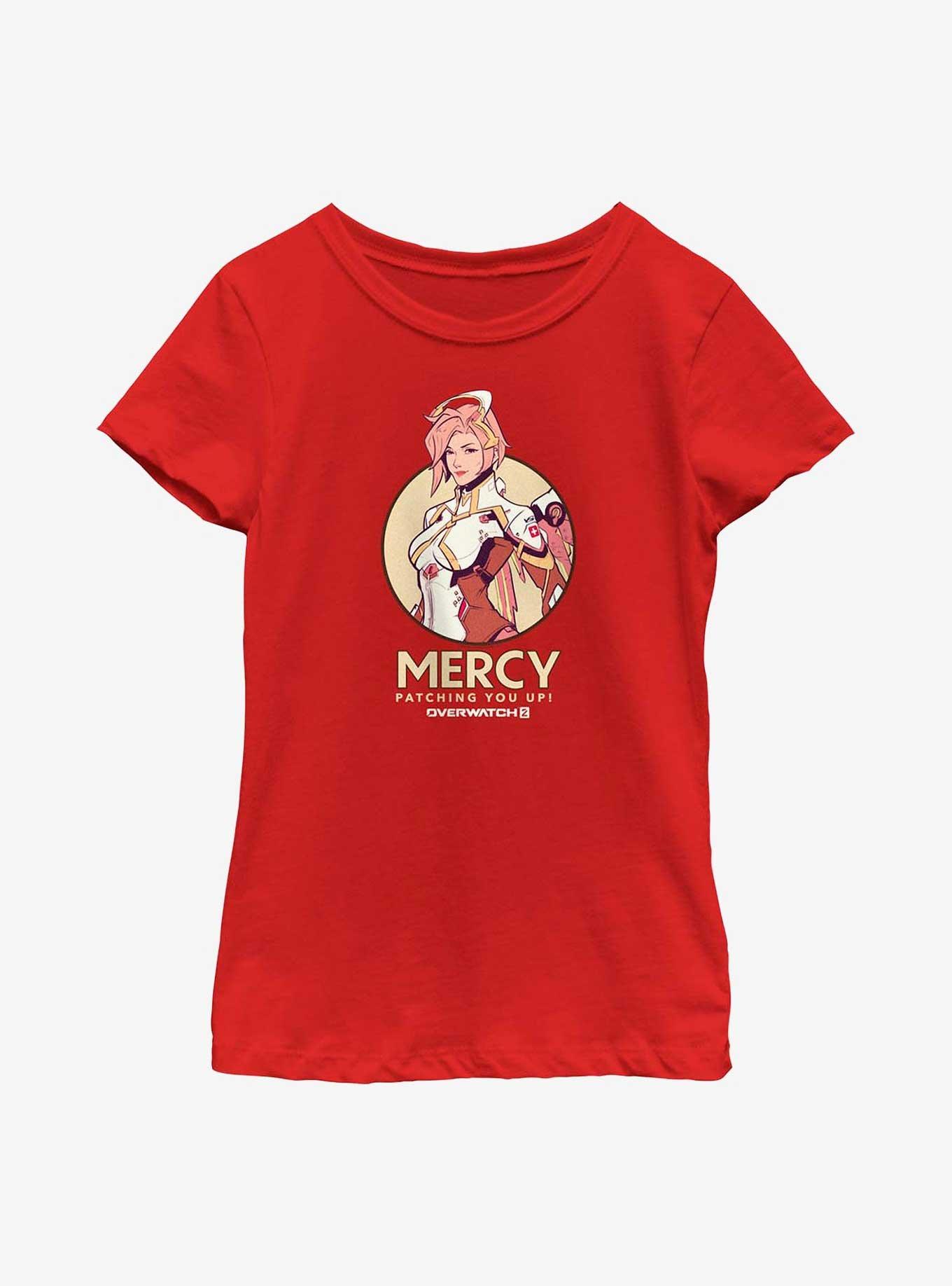 Overwatch 2 Mercy Patching You Up Youth Girls T-Shirt, RED, hi-res