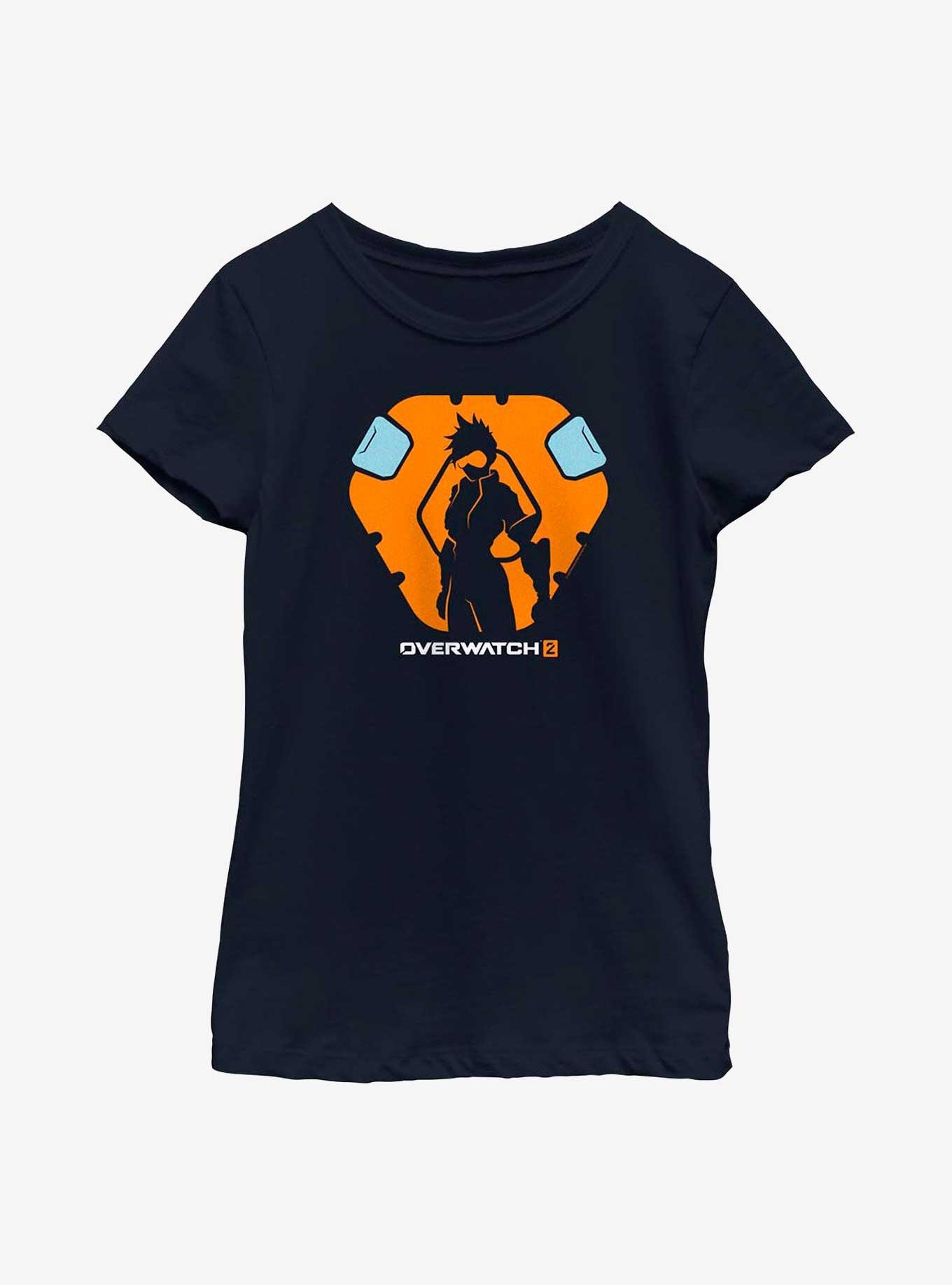 Overwatch 2 Trace Silhouette Youth Girls T-Shirt, NAVY, hi-res