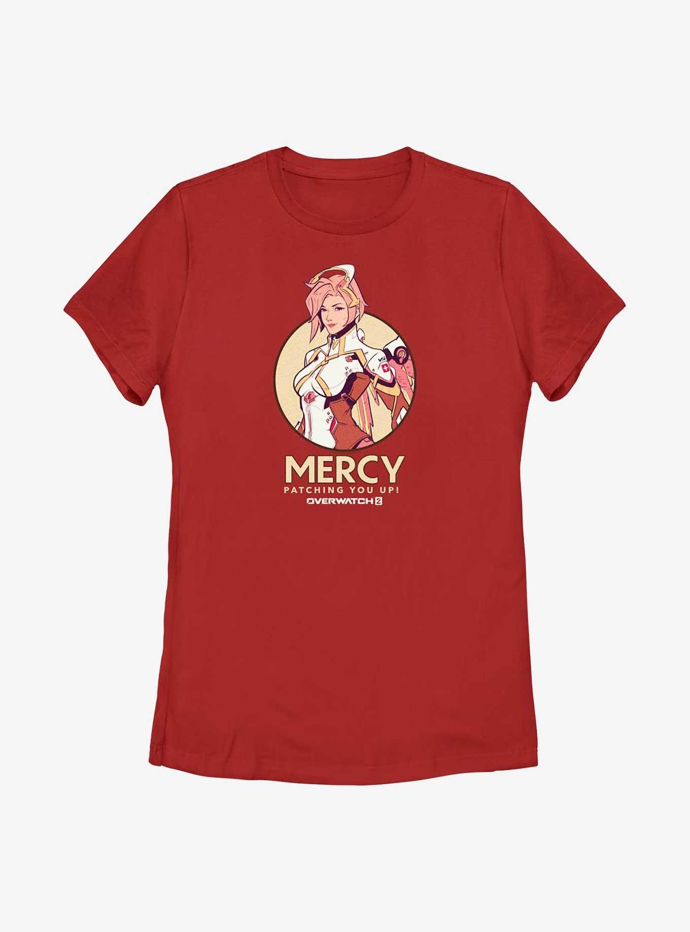 Overwatch 2 Mercy Patching You Up Womens T-Shirt, RED, hi-res