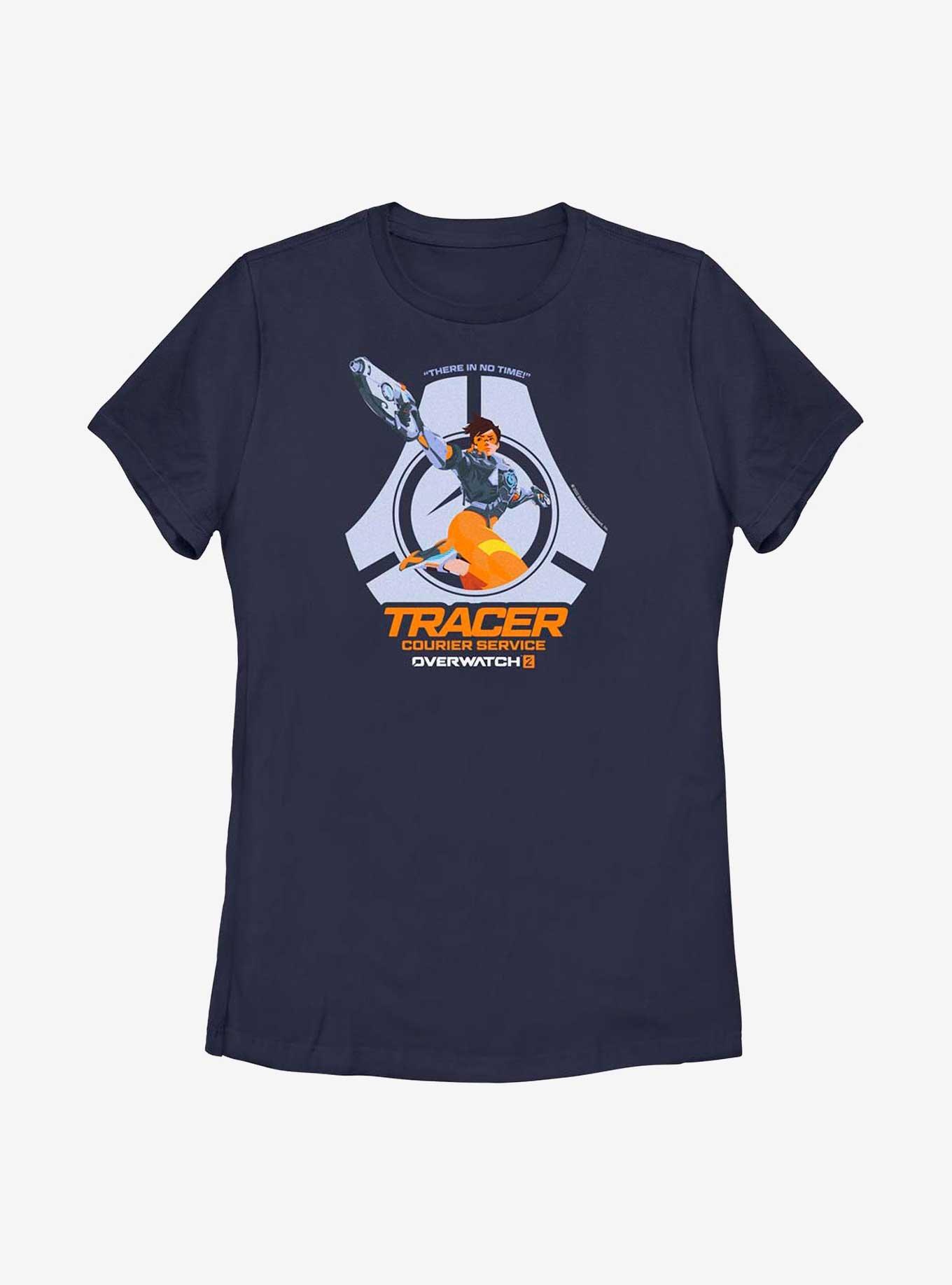 Overwatch 2 Tracer Courier Service Womens T-Shirt, NAVY, hi-res