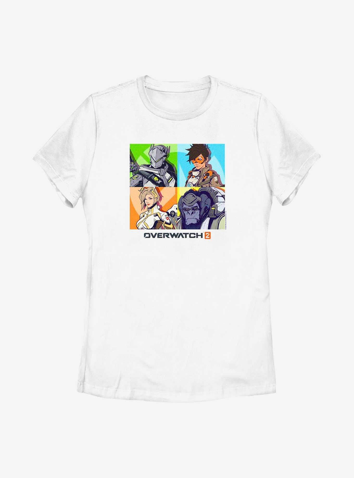 Overwatch 2 Genji, Tracer, Mercy, & Winston Womens T-Shirt, WHITE, hi-res