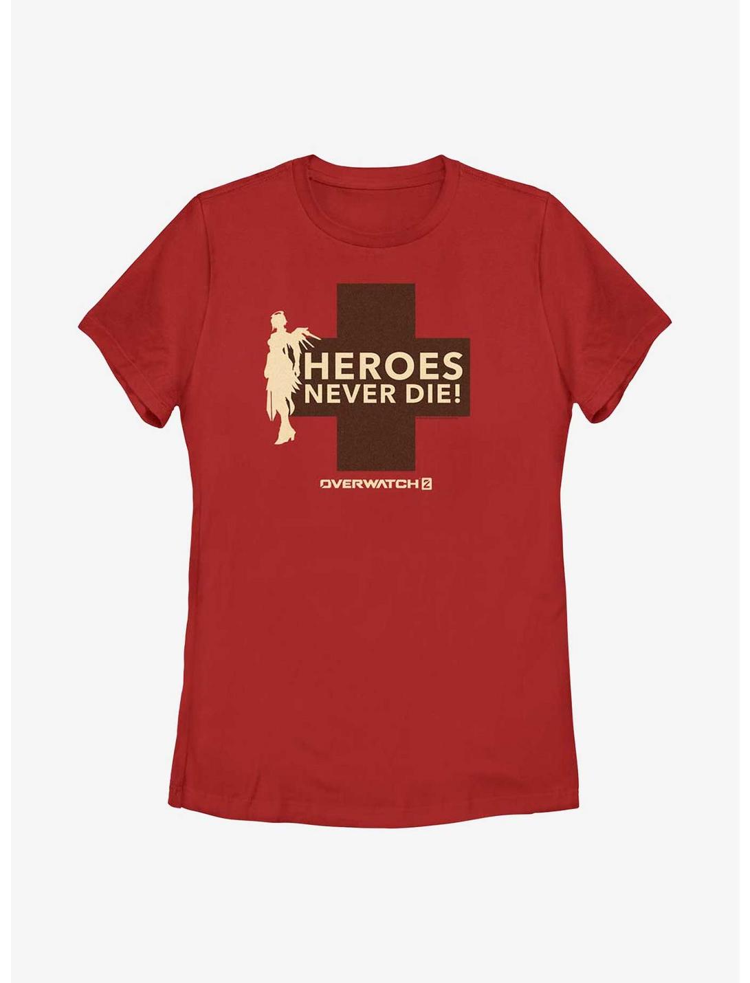 Overwatch 2 Mercy Heroes Never Die Womens T-Shirt, RED, hi-res