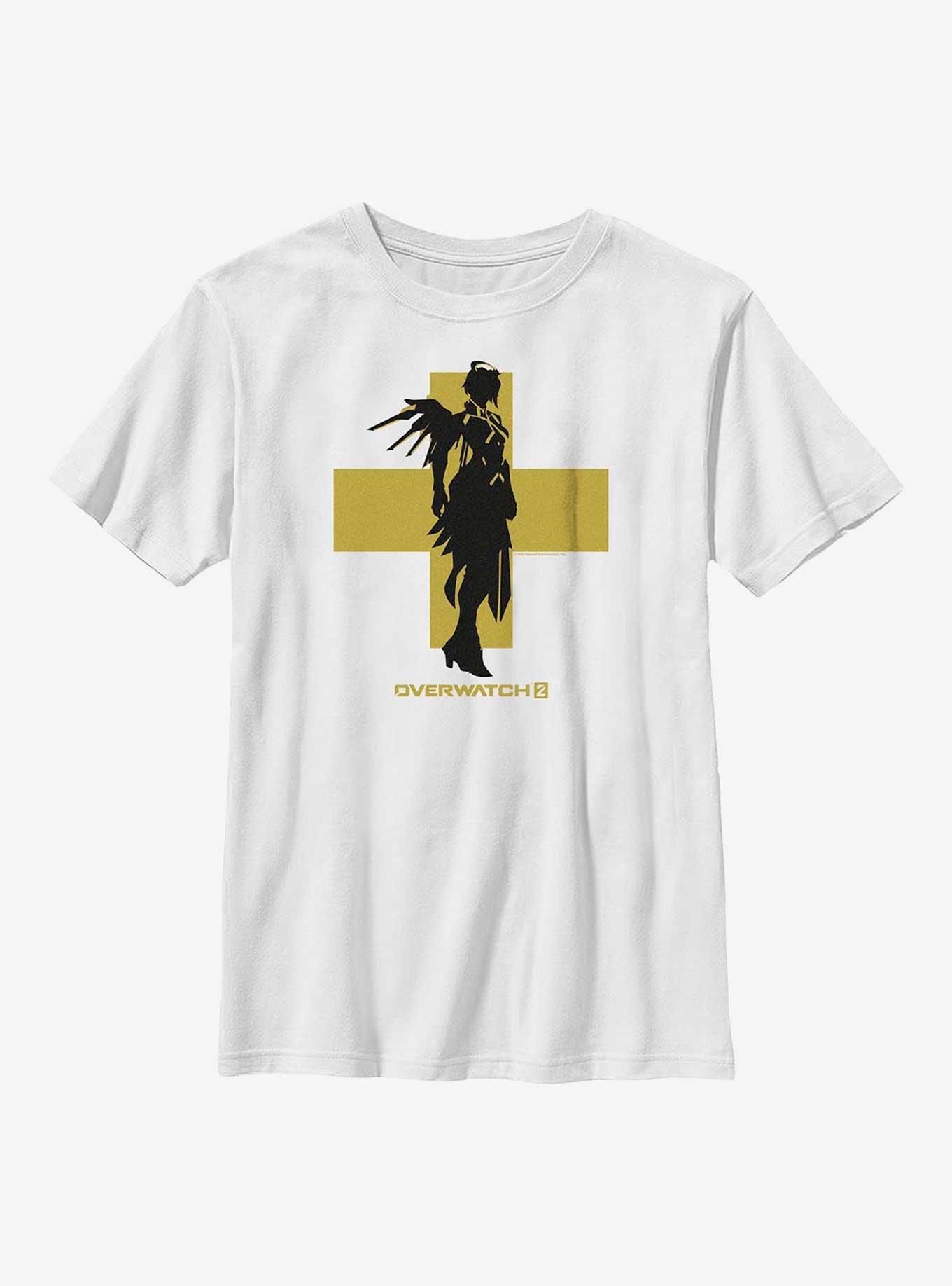 Overwatch 2 Mercy Silhouette Youth T-Shirt, WHITE, hi-res