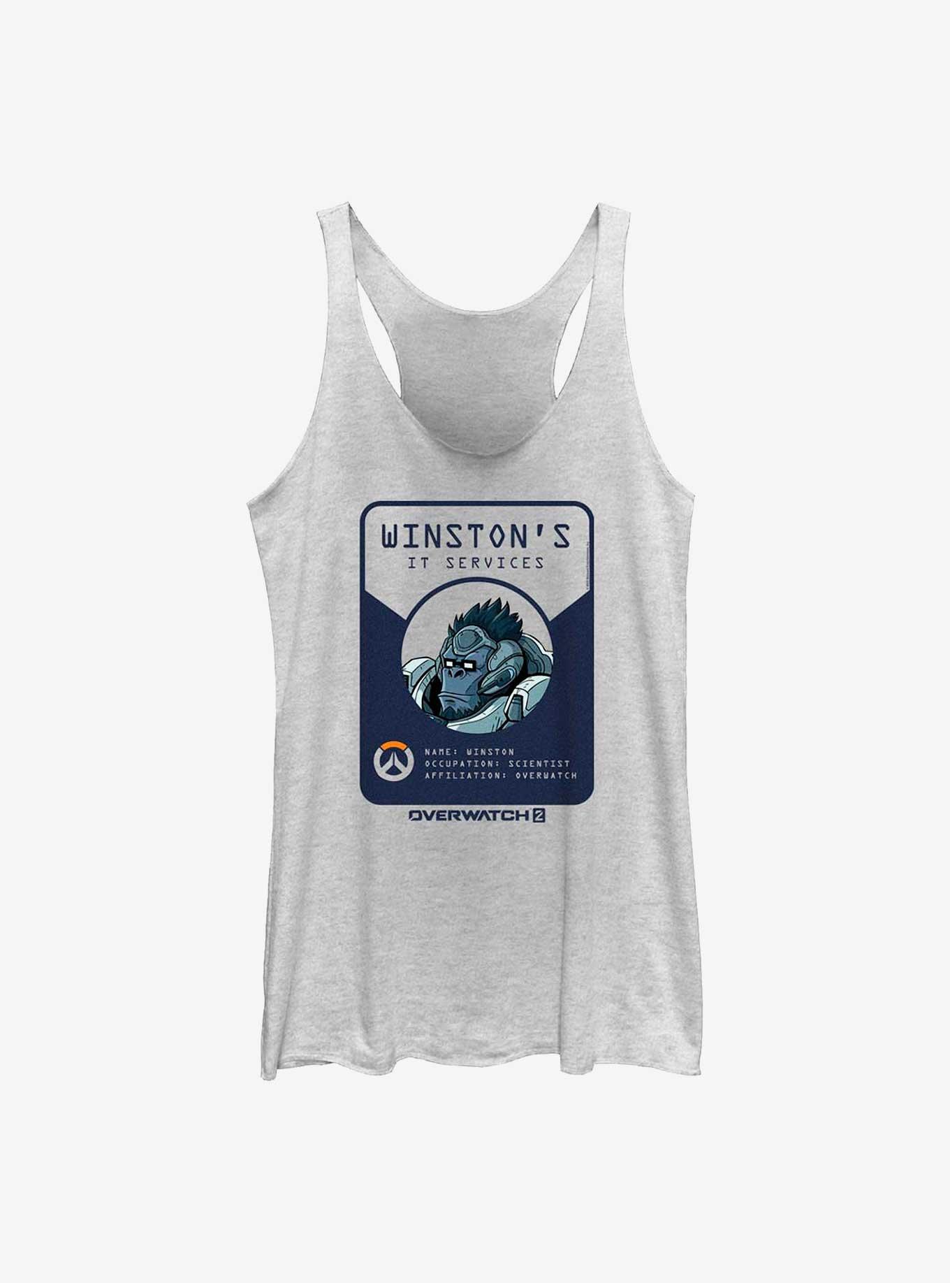 Overwatch 2 Winston's IT Services Womens Tank Top, WHITE HTR, hi-res