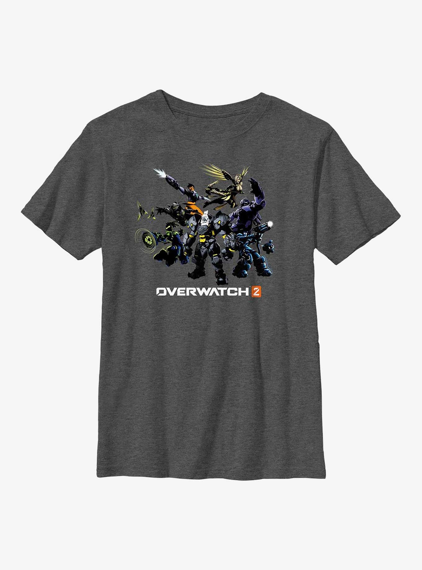 Overwatch 2 Group Action Shot Youth T-Shirt, CHAR HTR, hi-res