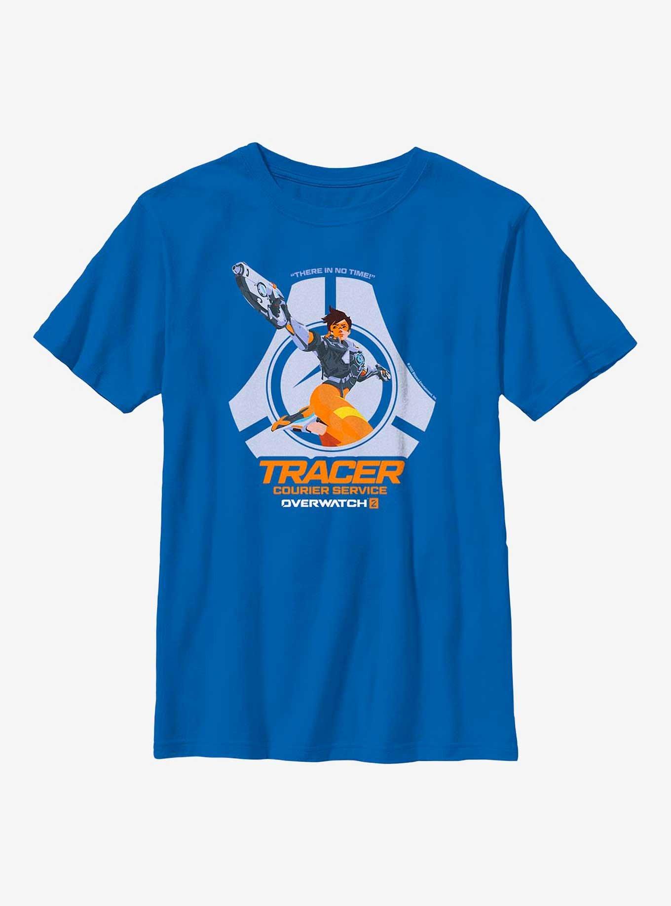 Overwatch 2 Tracer Courier Service Youth T-Shirt - BLUE | BoxLunch