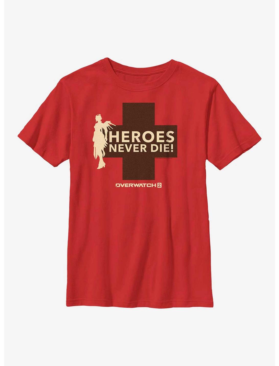 Overwatch 2 Mercy Heroes Never Die Youth T-Shirt, RED, hi-res