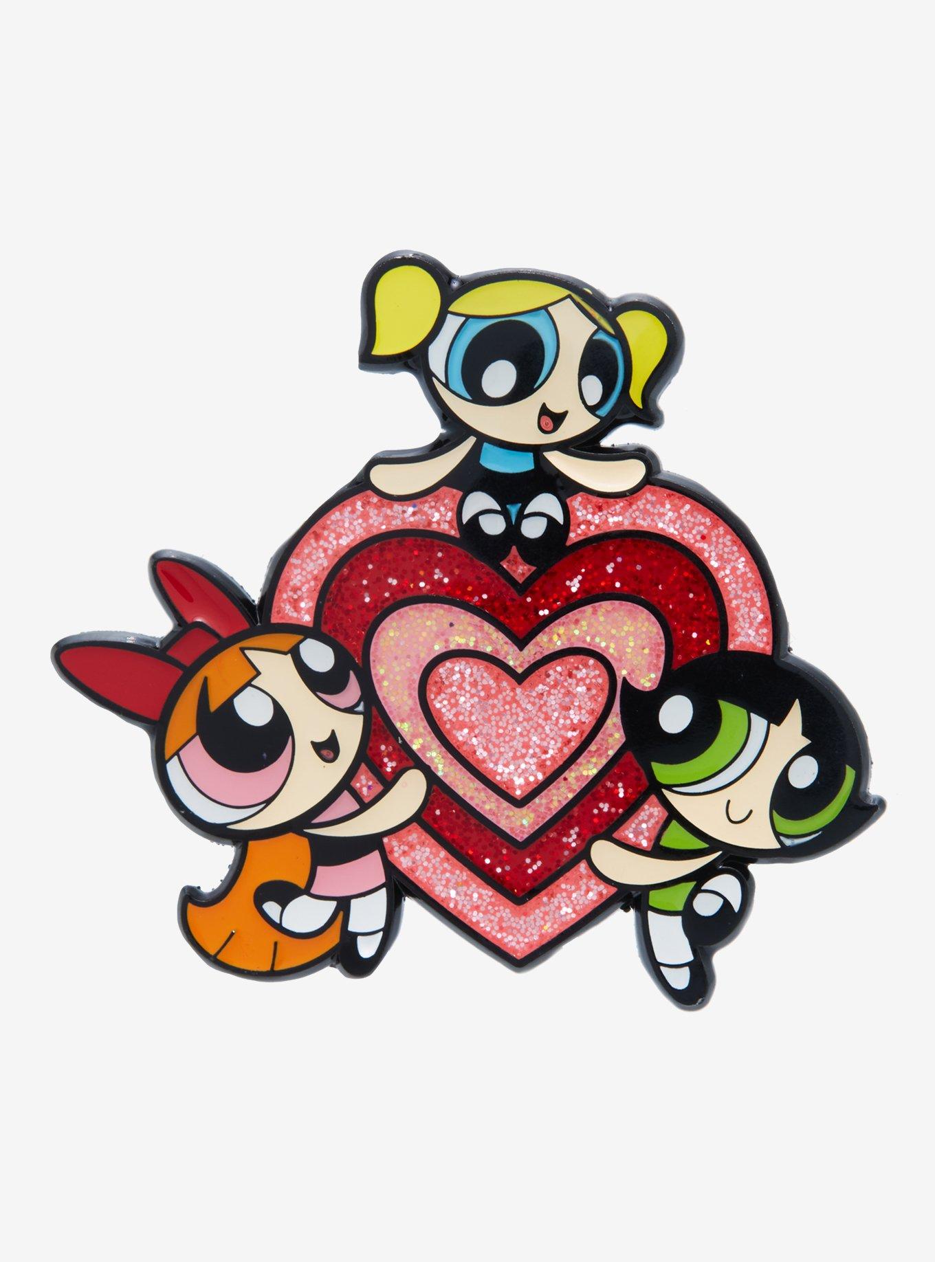 The Powerpuff Girls Glitter Heart Enamel Pin - BoxLunch Exclusive, , hi-res