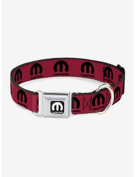Mopar Logo Repeat Fuchsia Black Seatbelt Buckle Dog Collar, , hi-res