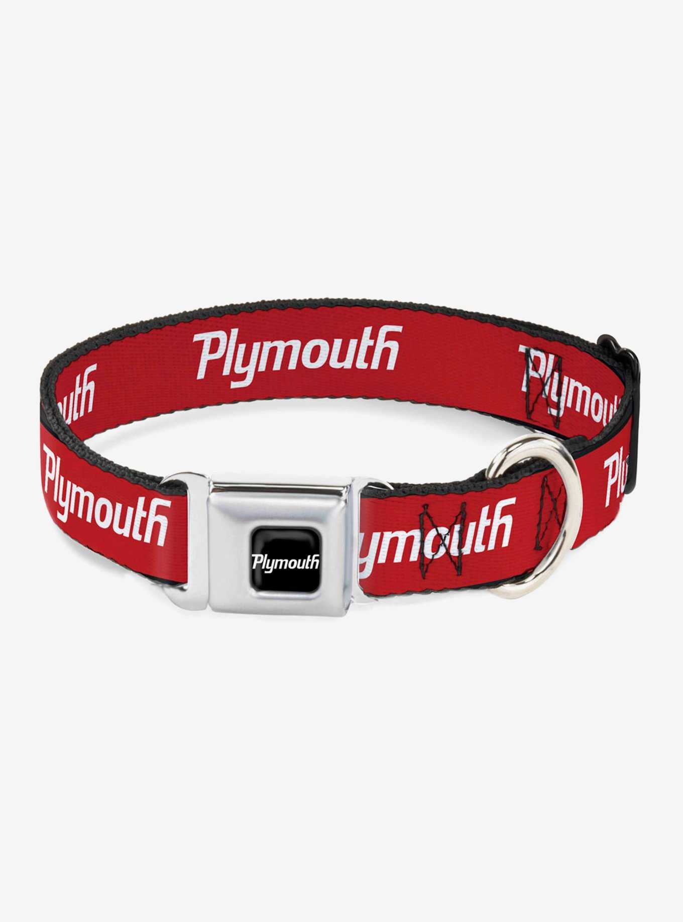 Plymouth Text Logo Seatbelt Buckle Dog Collar, , hi-res