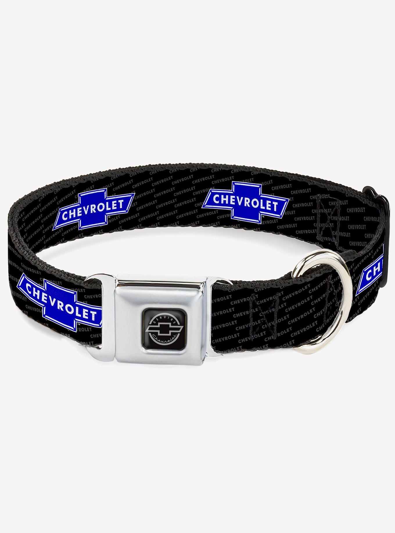 BUCKLEDOWN Chevy Bowtie Repeat Text Seatbelt Buckle Dog Collar