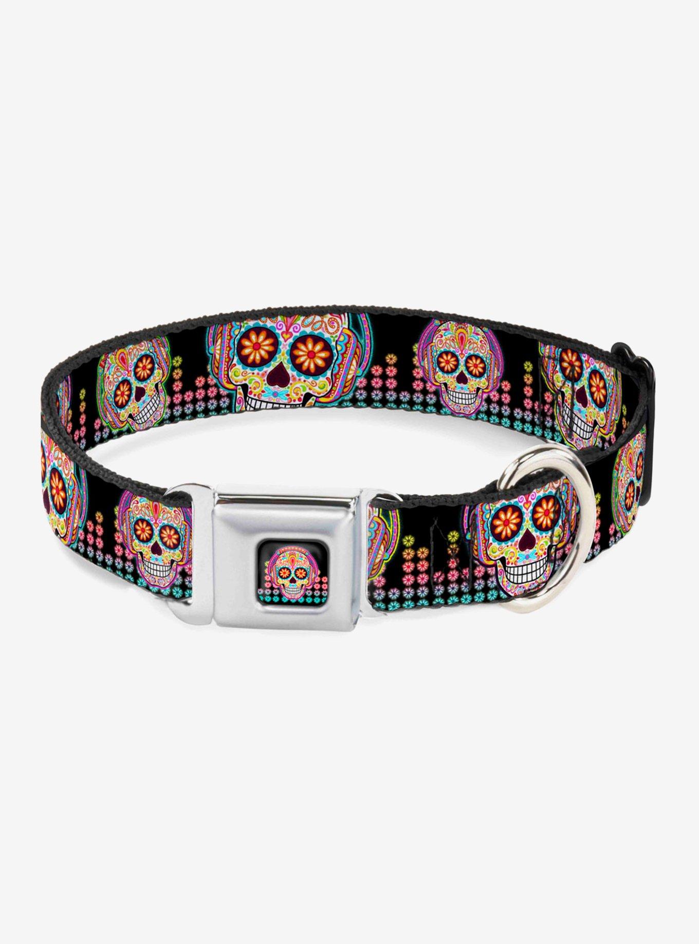 Tranquility Beats Calaveras Seatbelt Buckle Dog Collar, , hi-res