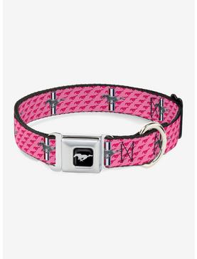 Ford Mustang Bars Text Pink Logo Repeat Seatbelt Buckle Dog Collar, , hi-res