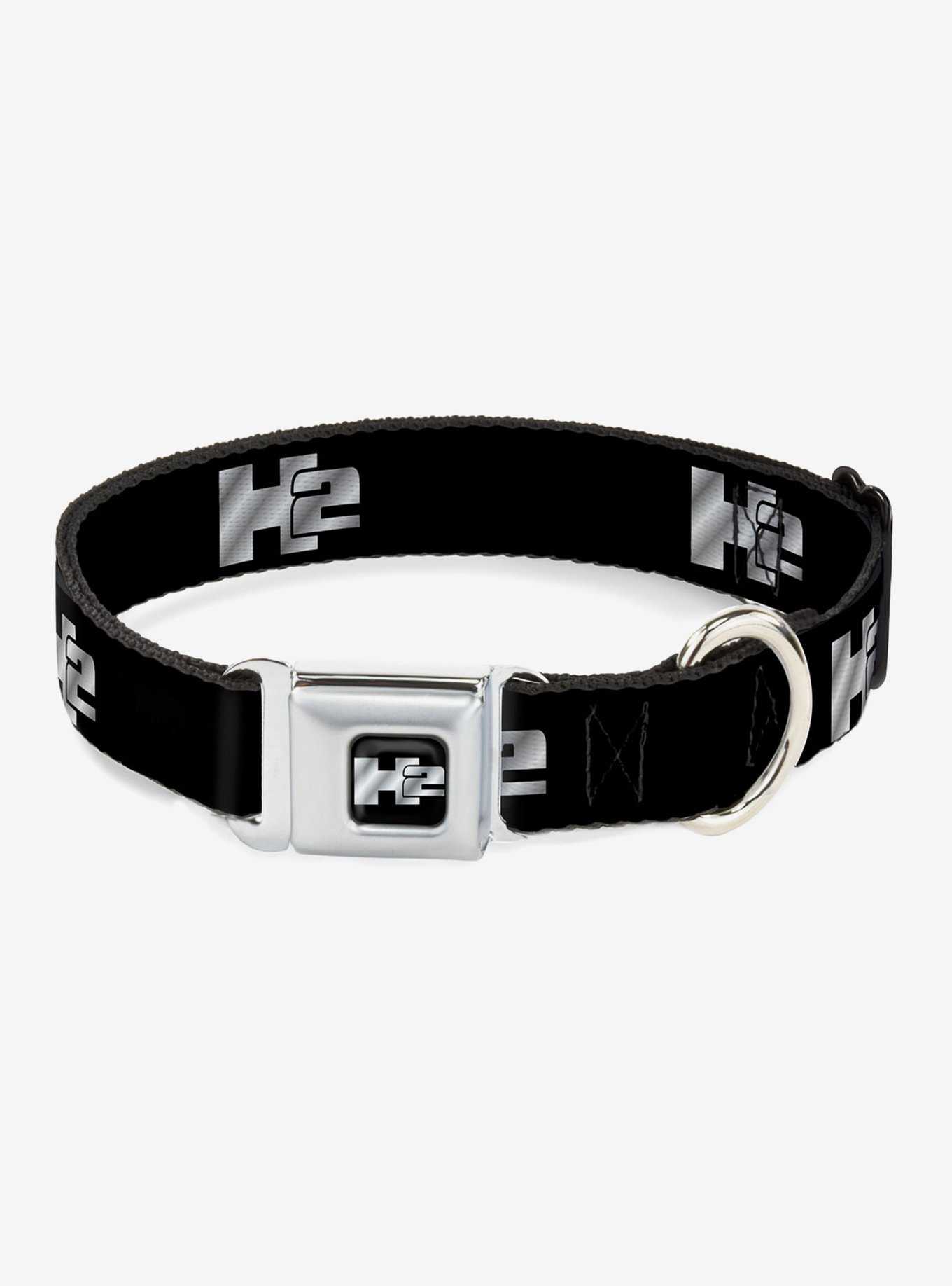 H2 Black Silver Logo Seatbelt Buckle Dog Collar, , hi-res