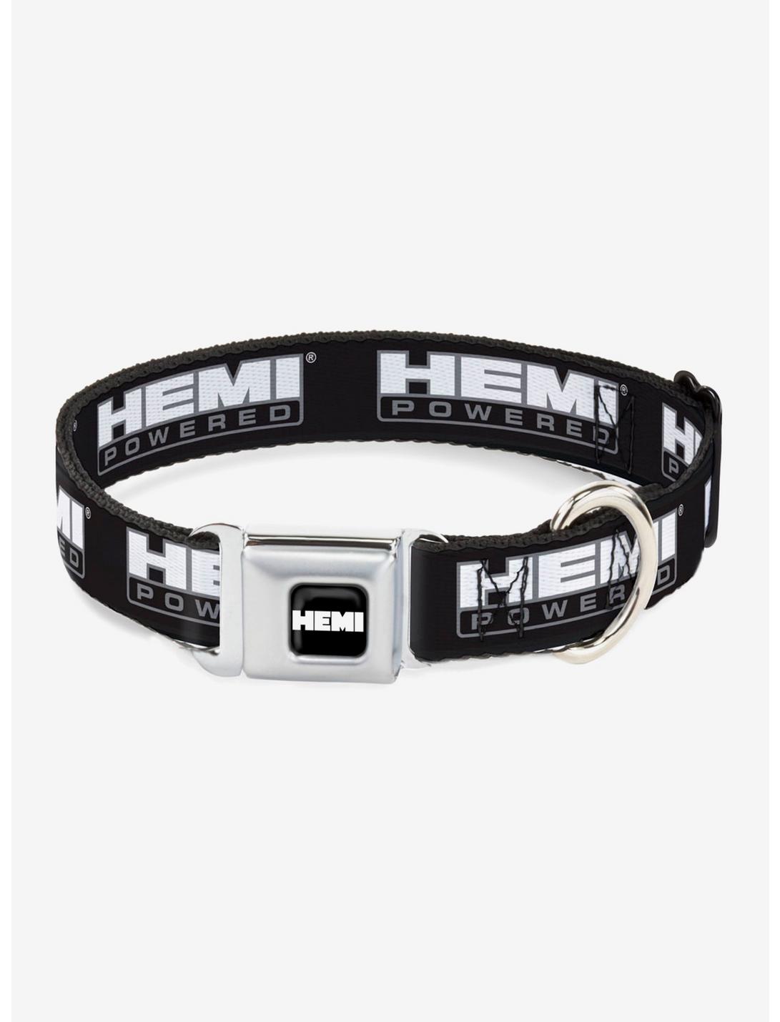 Hemi Powered Logo Seatbelt Buckle Dog Collar, BLACK, hi-res